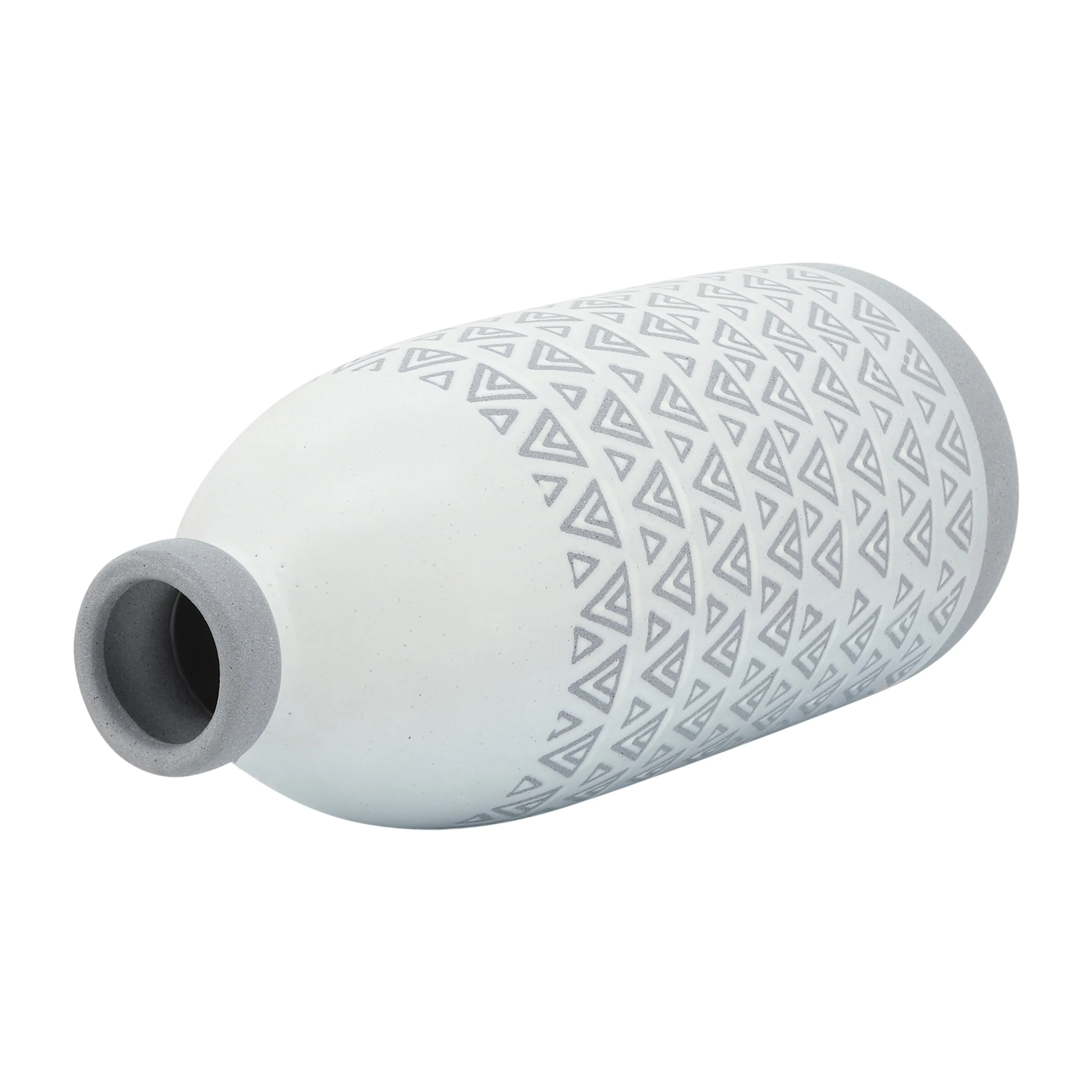 CER, 18"H AZTEC VASE, GRAY