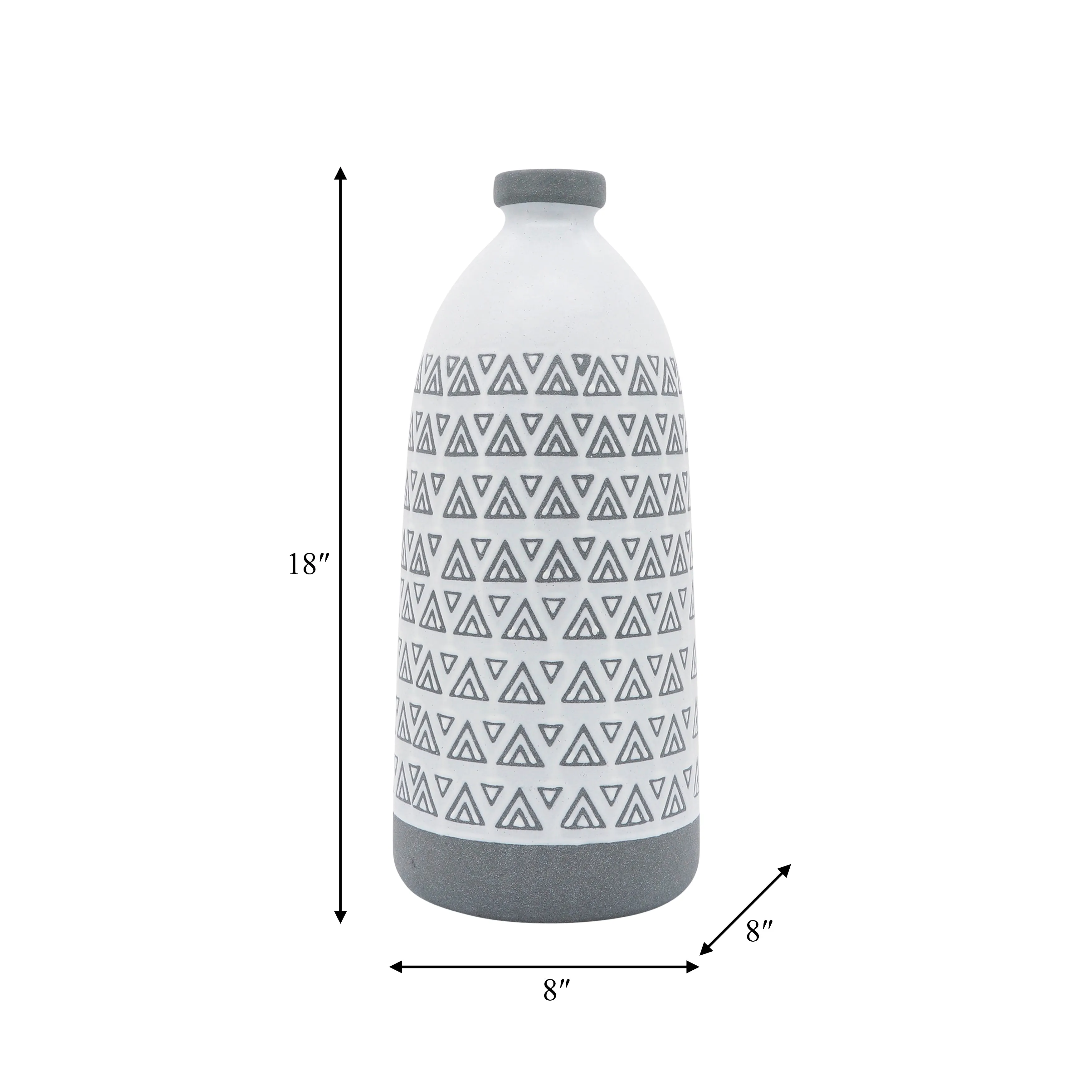 CER, 18"H AZTEC VASE, GRAY