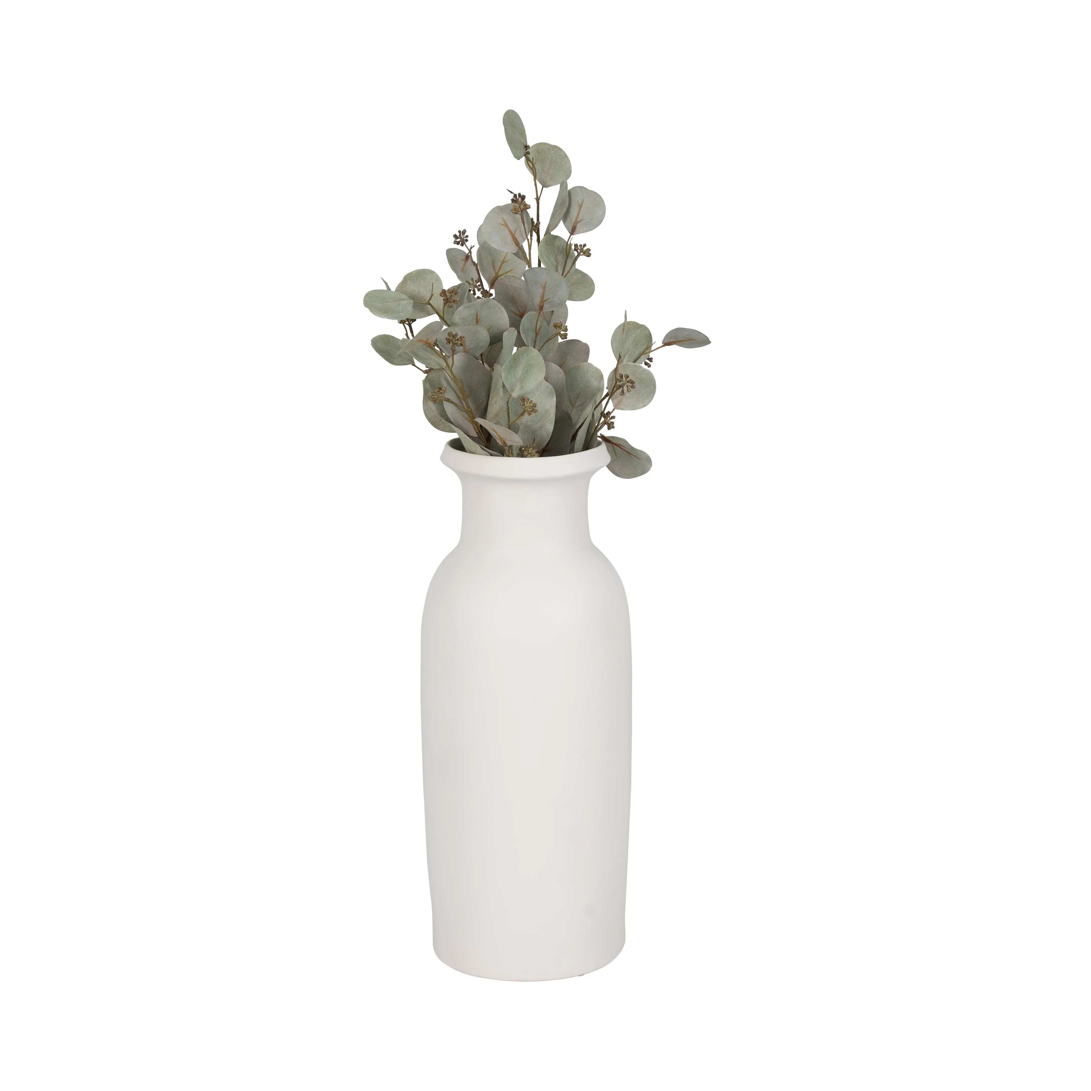 CER, 20"H TALL SLIM VASE, WHITE