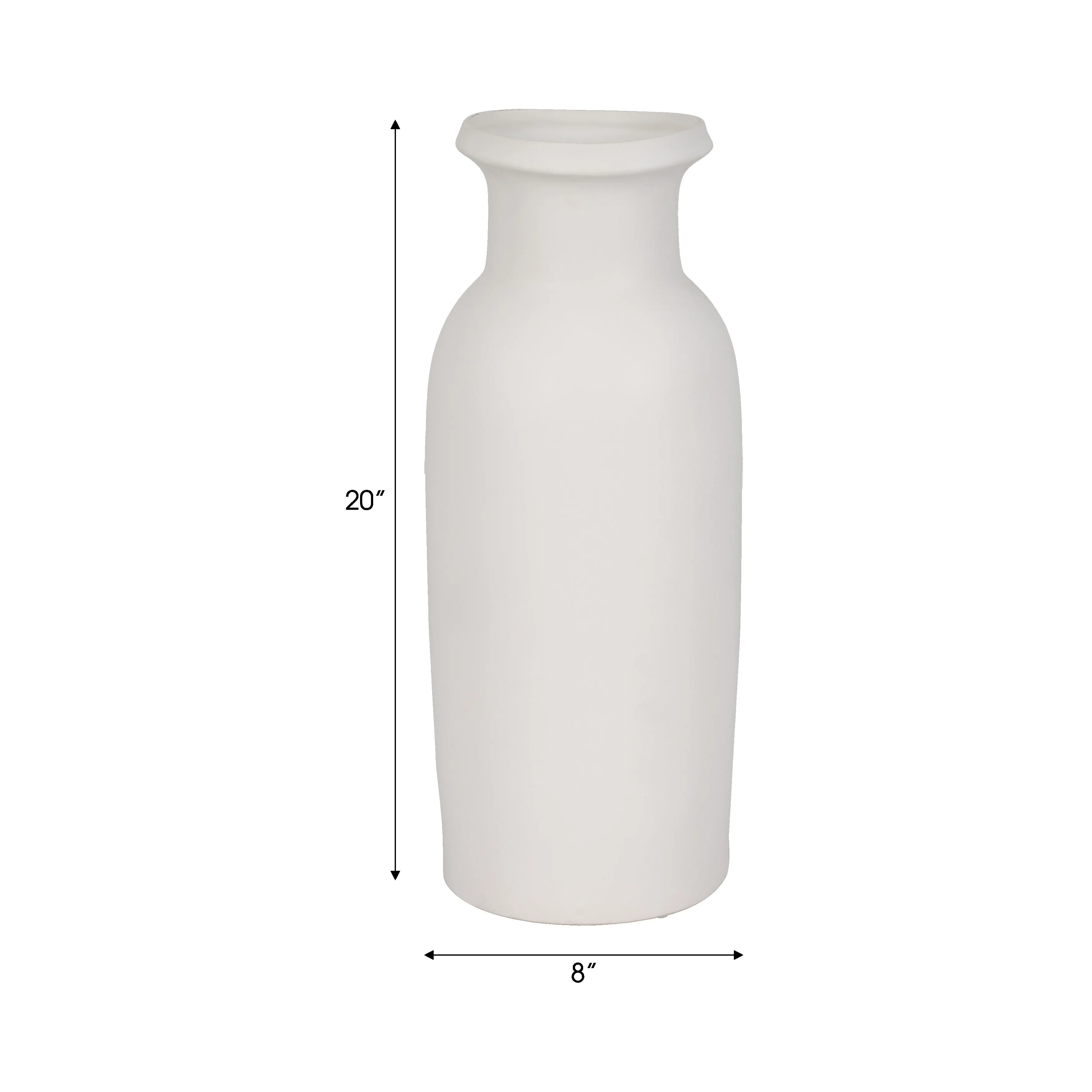 CER, 20"H TALL SLIM VASE, WHITE