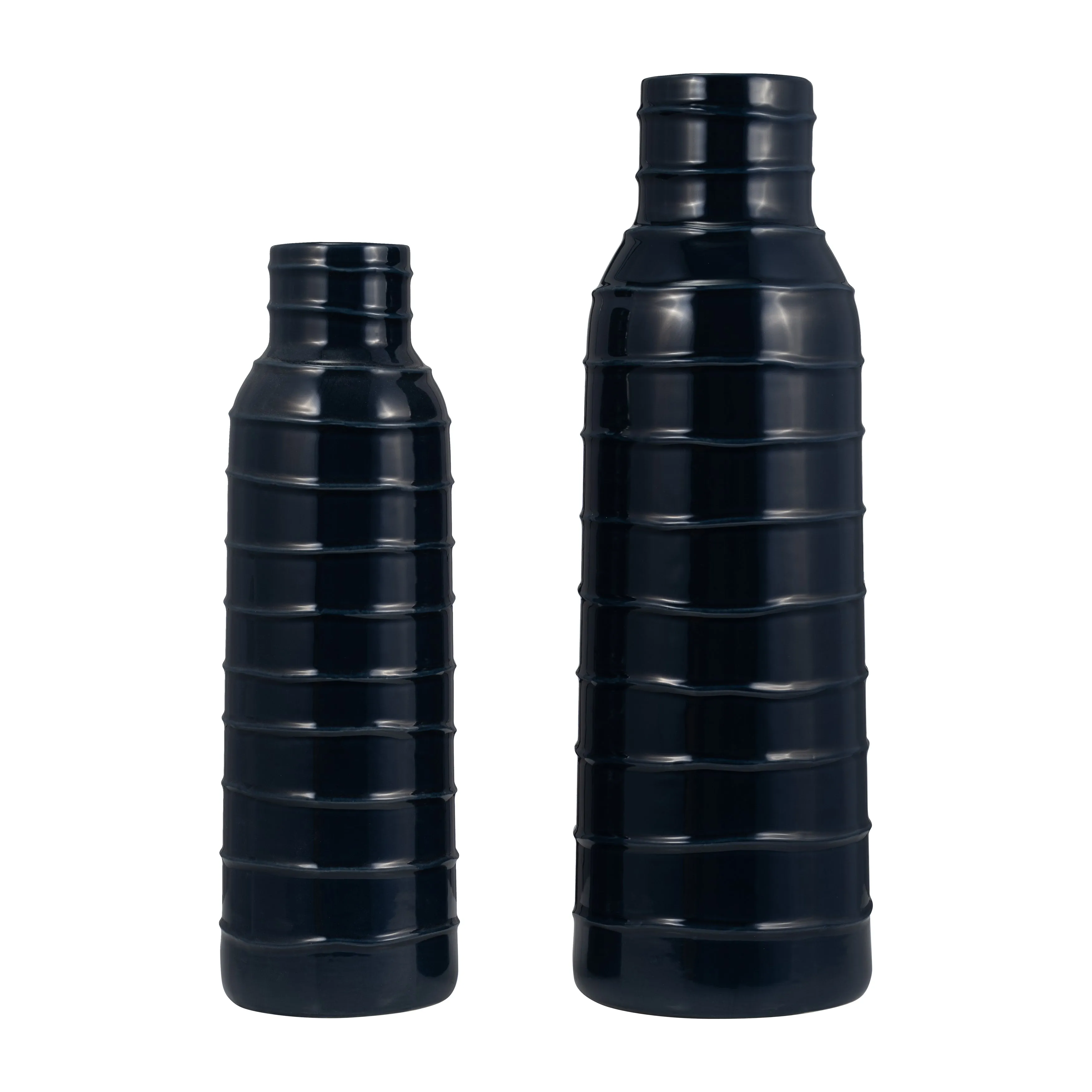 CER, 20"H TRIBAL VASE, NAVY BLUE