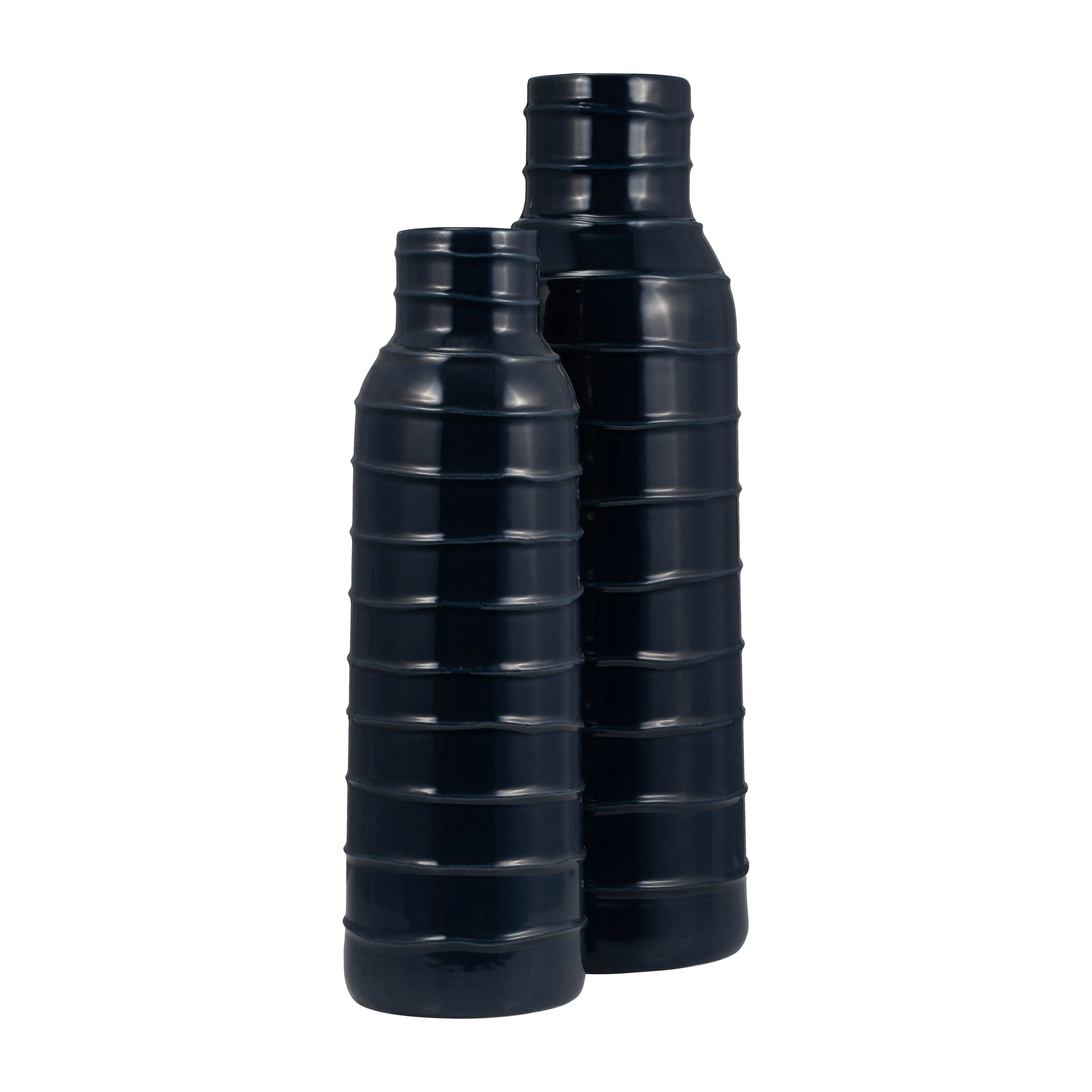 CER, 20"H TRIBAL VASE, NAVY BLUE