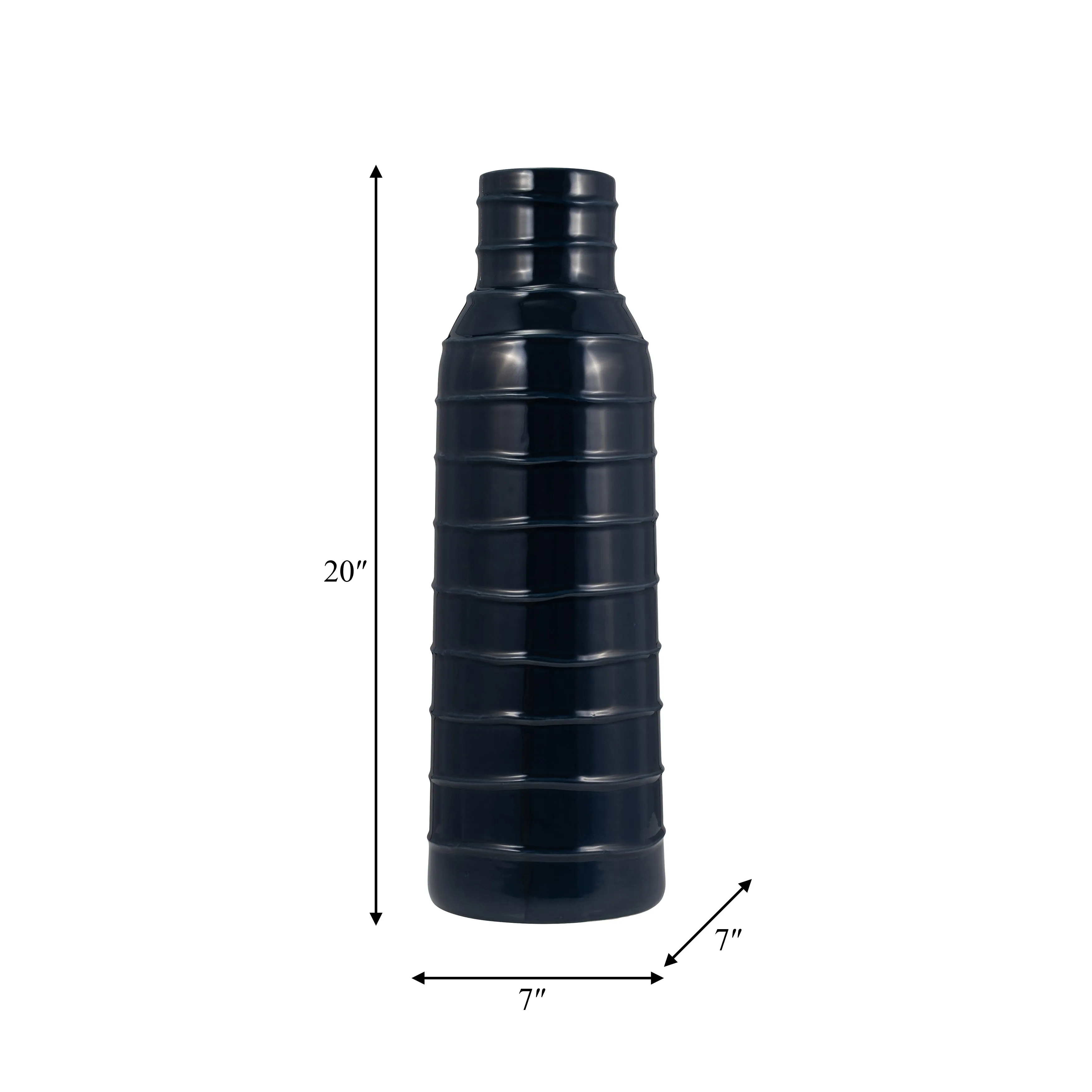 CER, 20"H TRIBAL VASE, NAVY BLUE