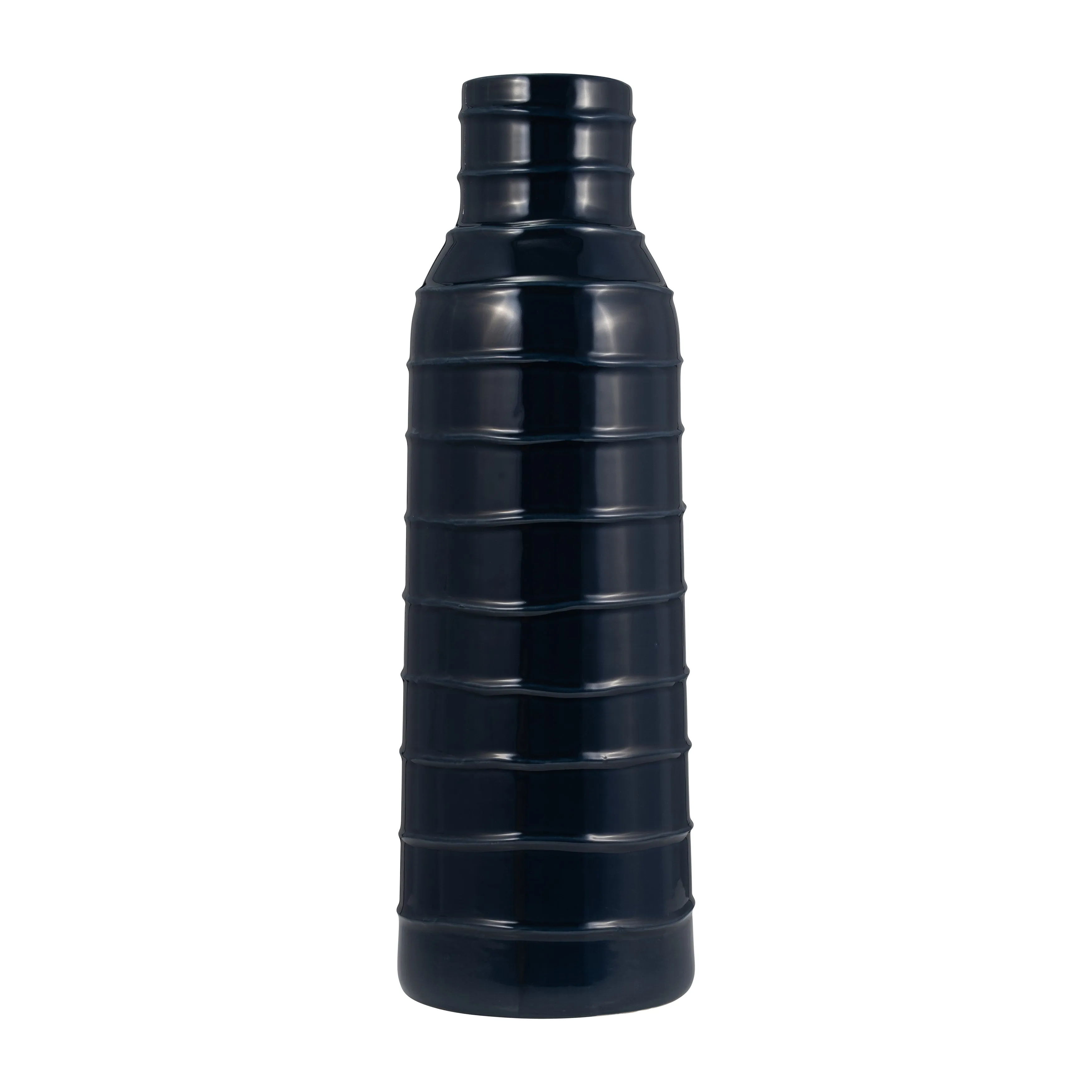 CER, 20"H TRIBAL VASE, NAVY BLUE