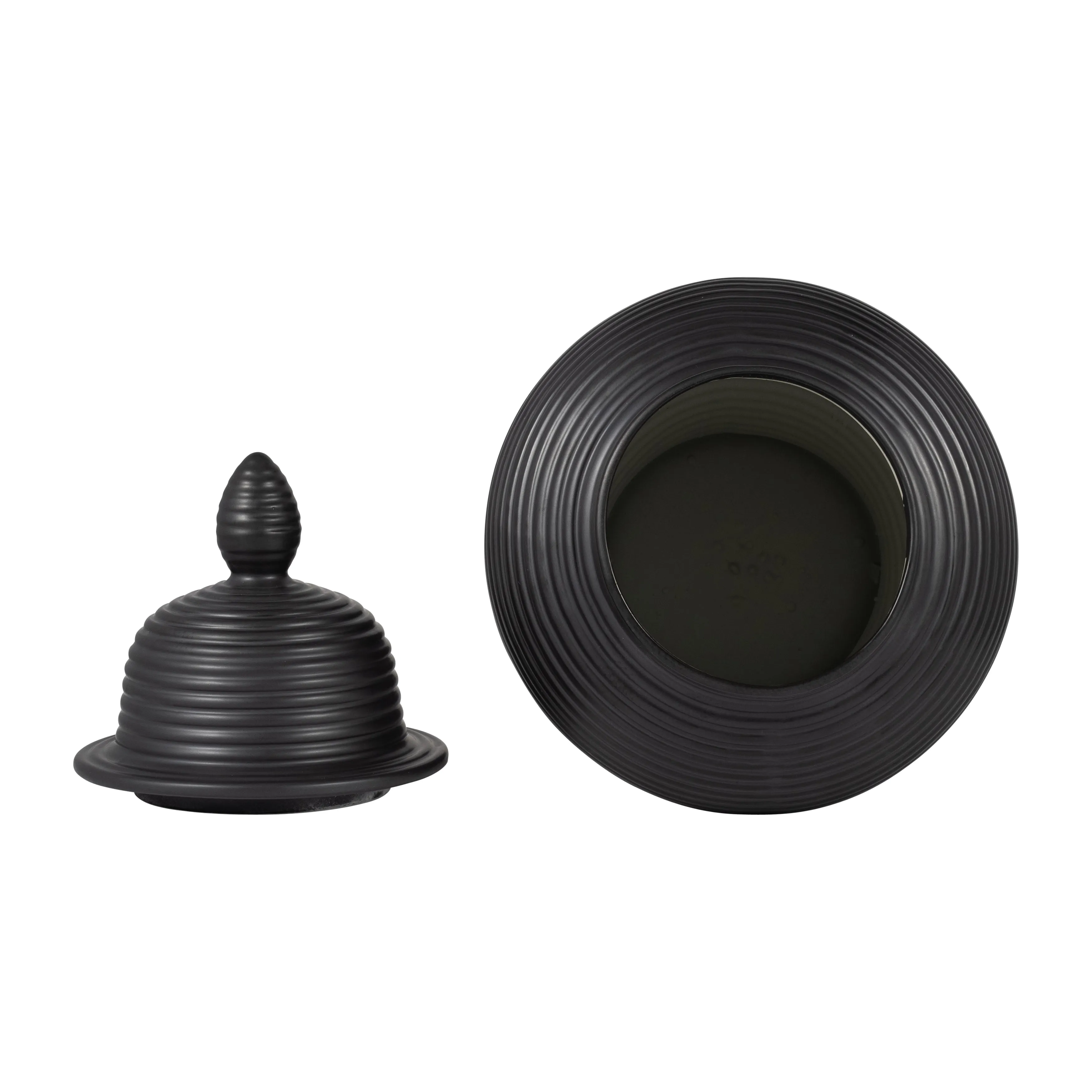 CER, 24" RIBBED TEMPLE JAR, BLACK