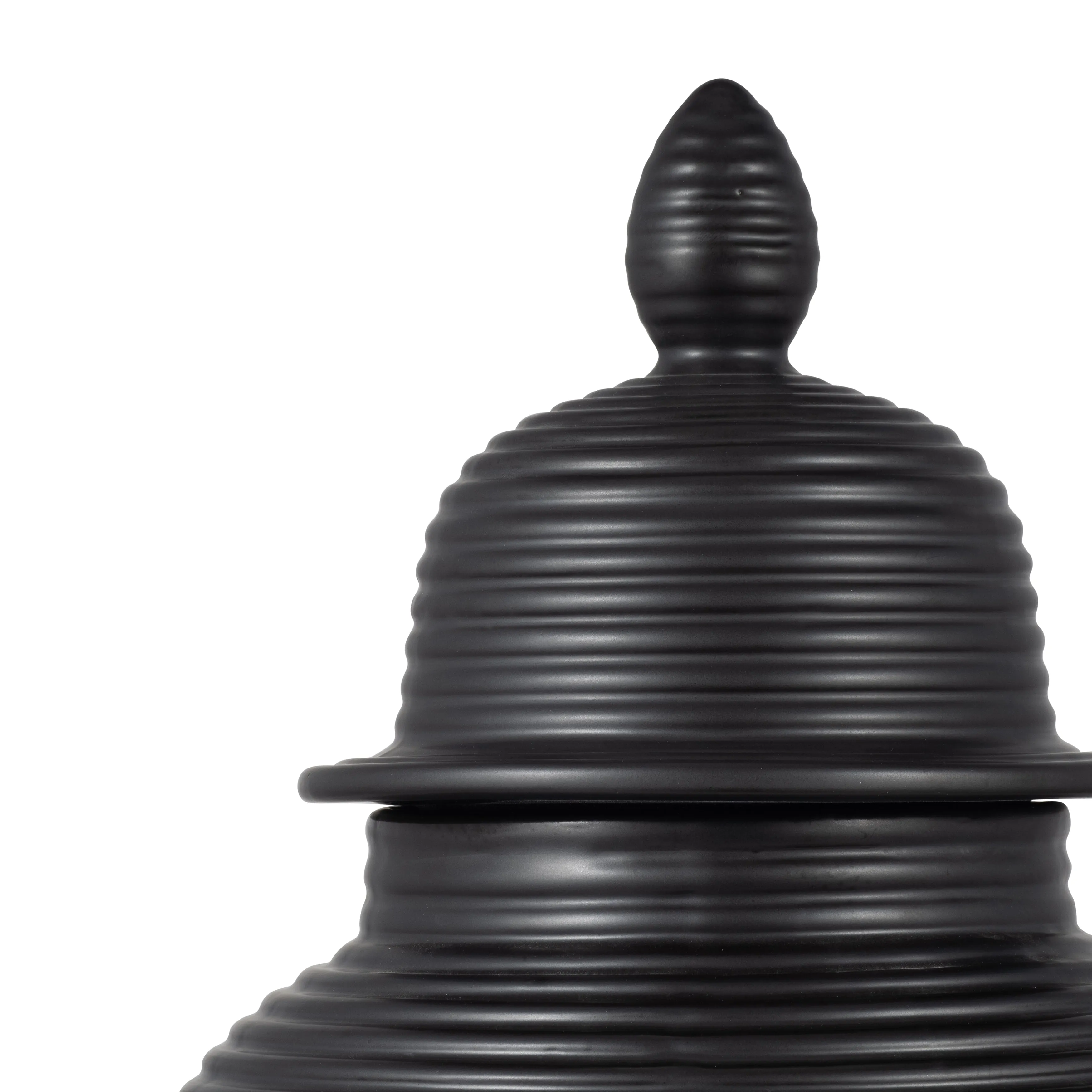 CER, 24" RIBBED TEMPLE JAR, BLACK