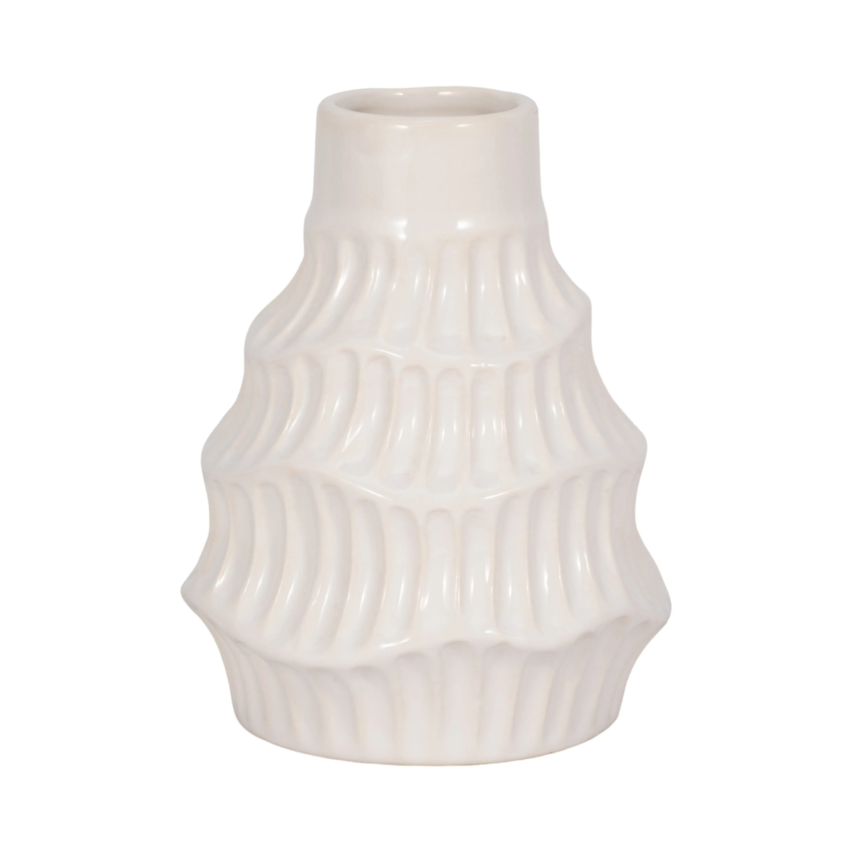 CER, 6" WAVY VASE, WHITE