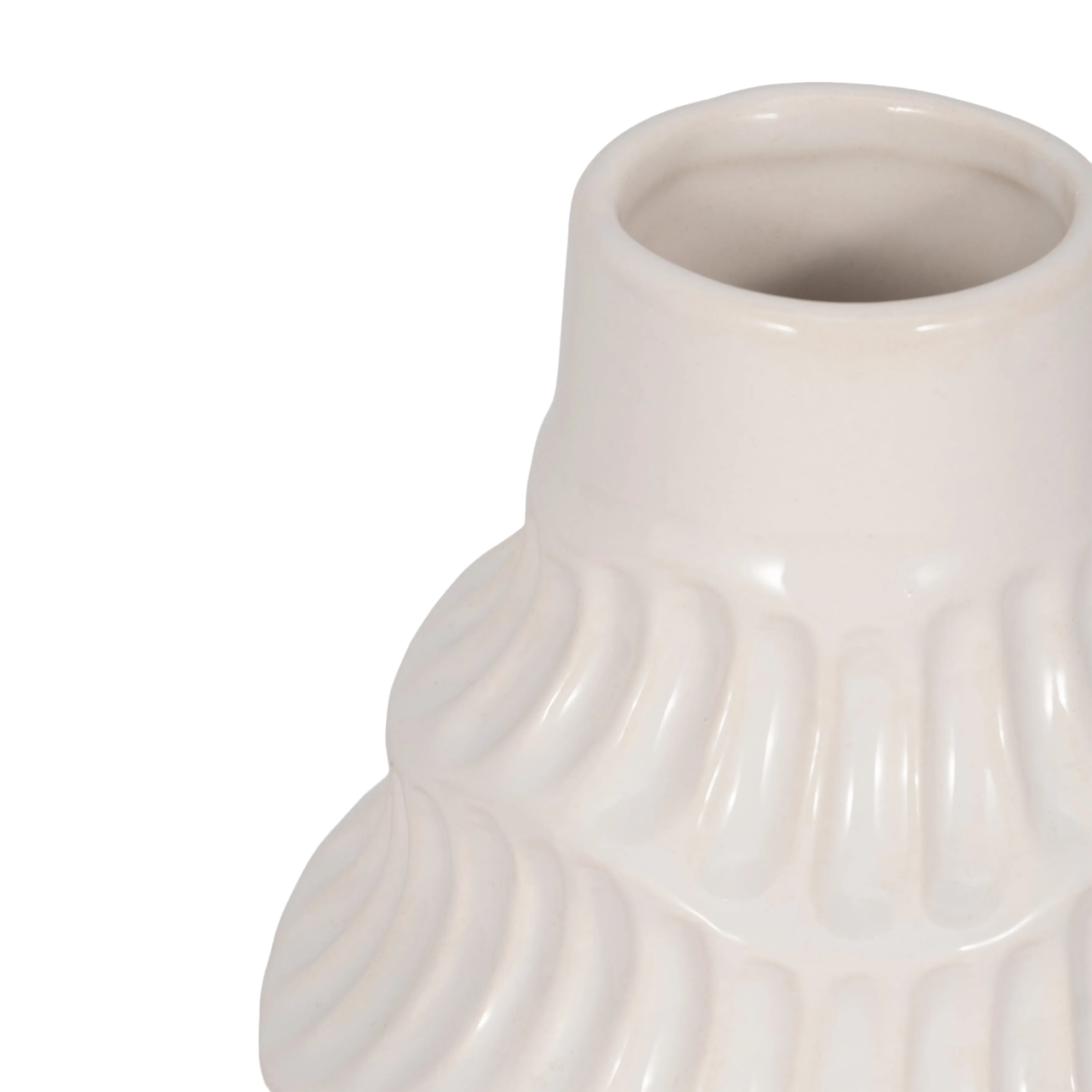CER, 6" WAVY VASE, WHITE