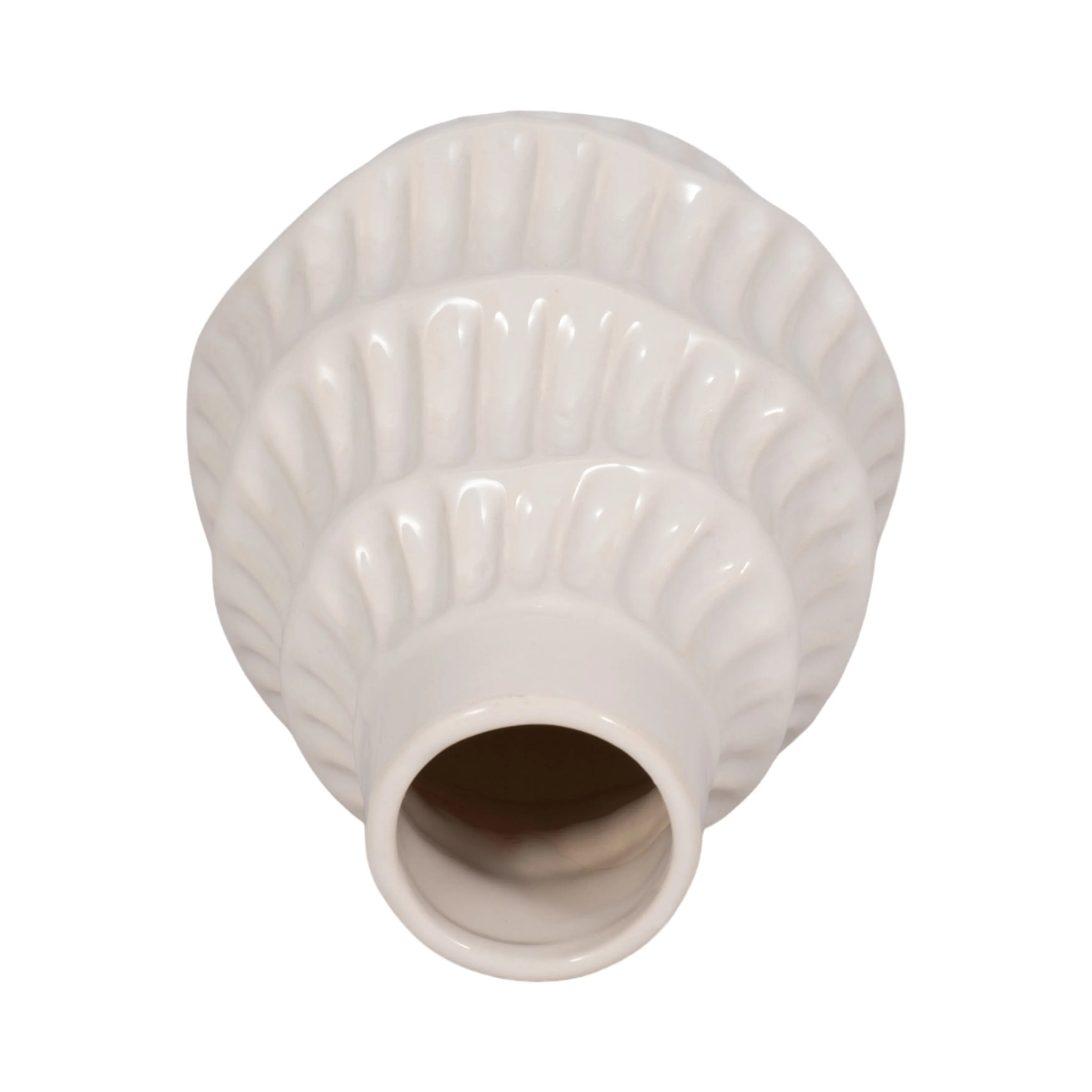 CER, 6" WAVY VASE, WHITE