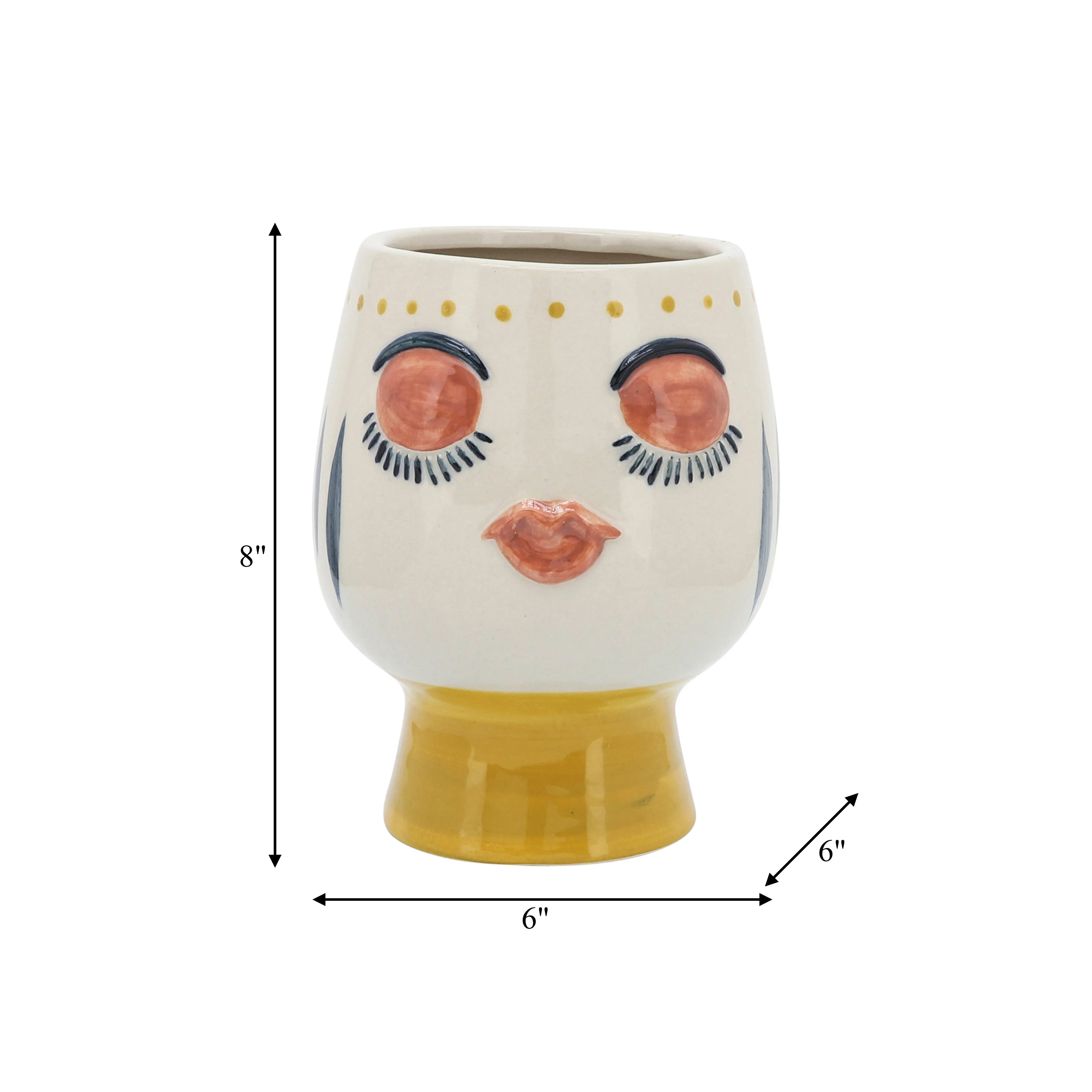 CER, 6"D FACE VASE, MULTI