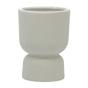 CER, 6"H RIBBED VASE, WHITE