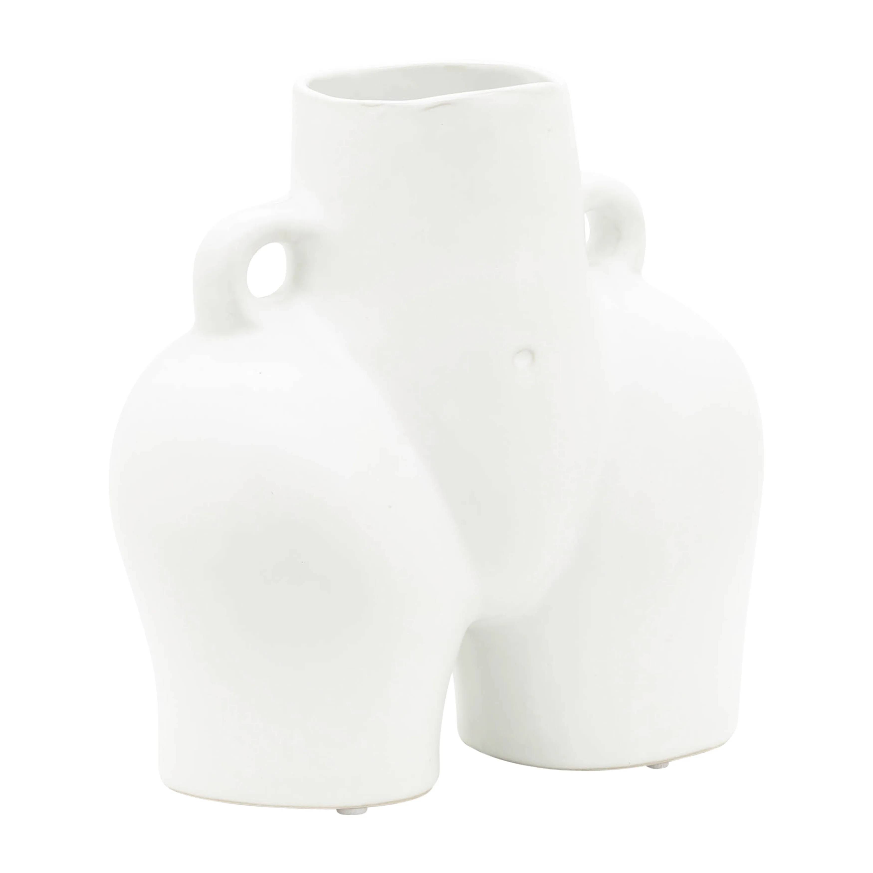 CER, 7" HALF BODY VASE, WHITE