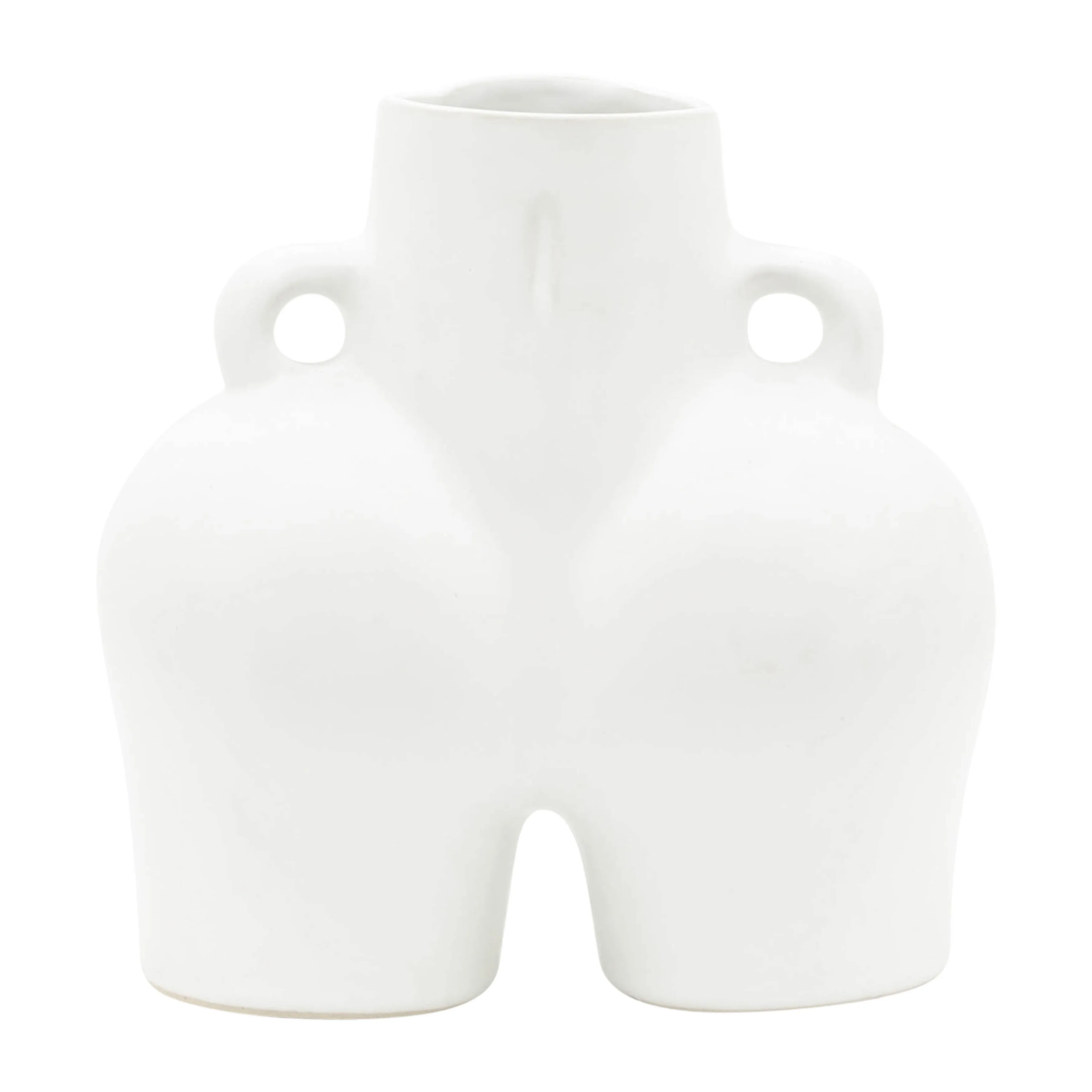 CER, 7" HALF BODY VASE, WHITE
