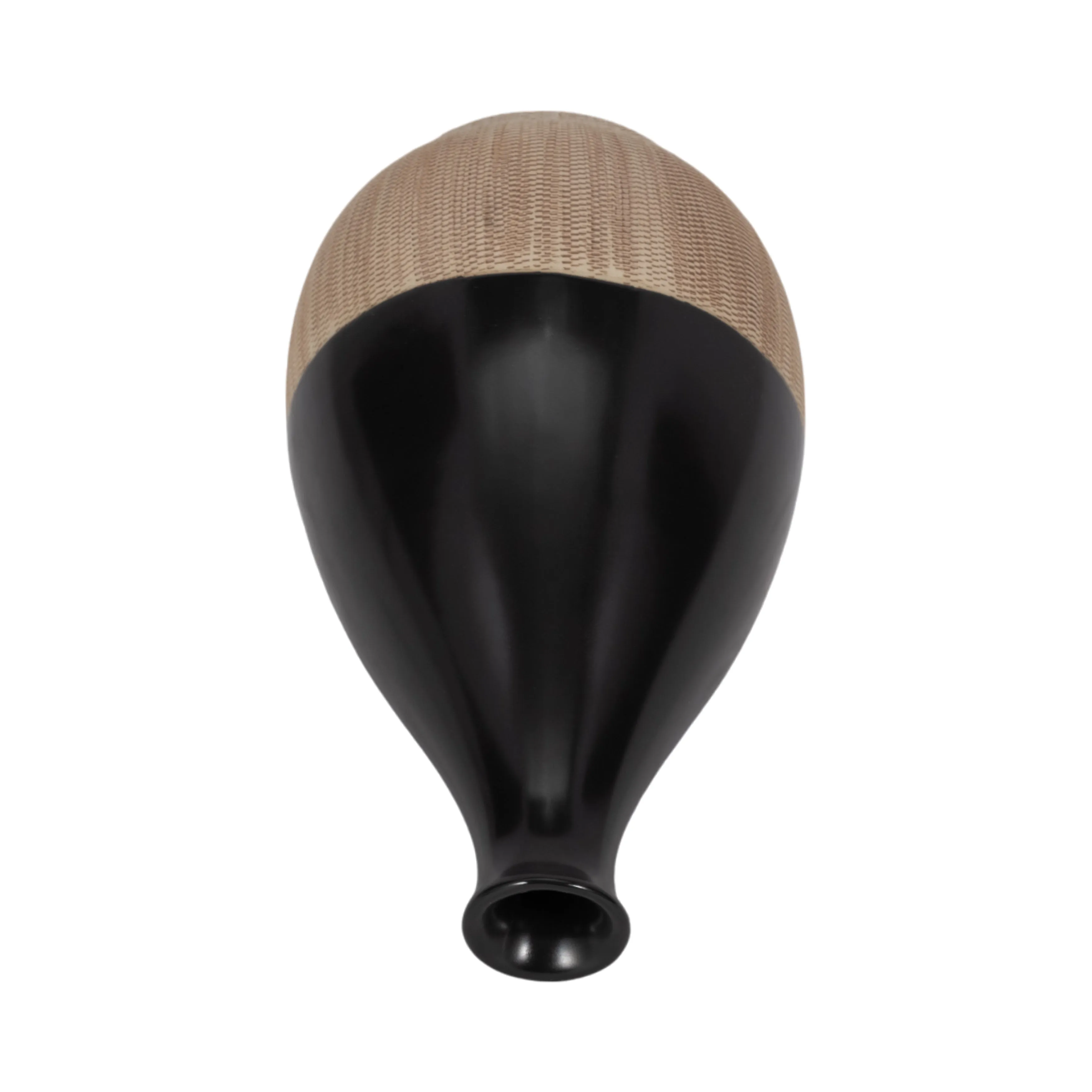 CER, 7"H 2-TONE TEARDROP VASE, CREME/BLK