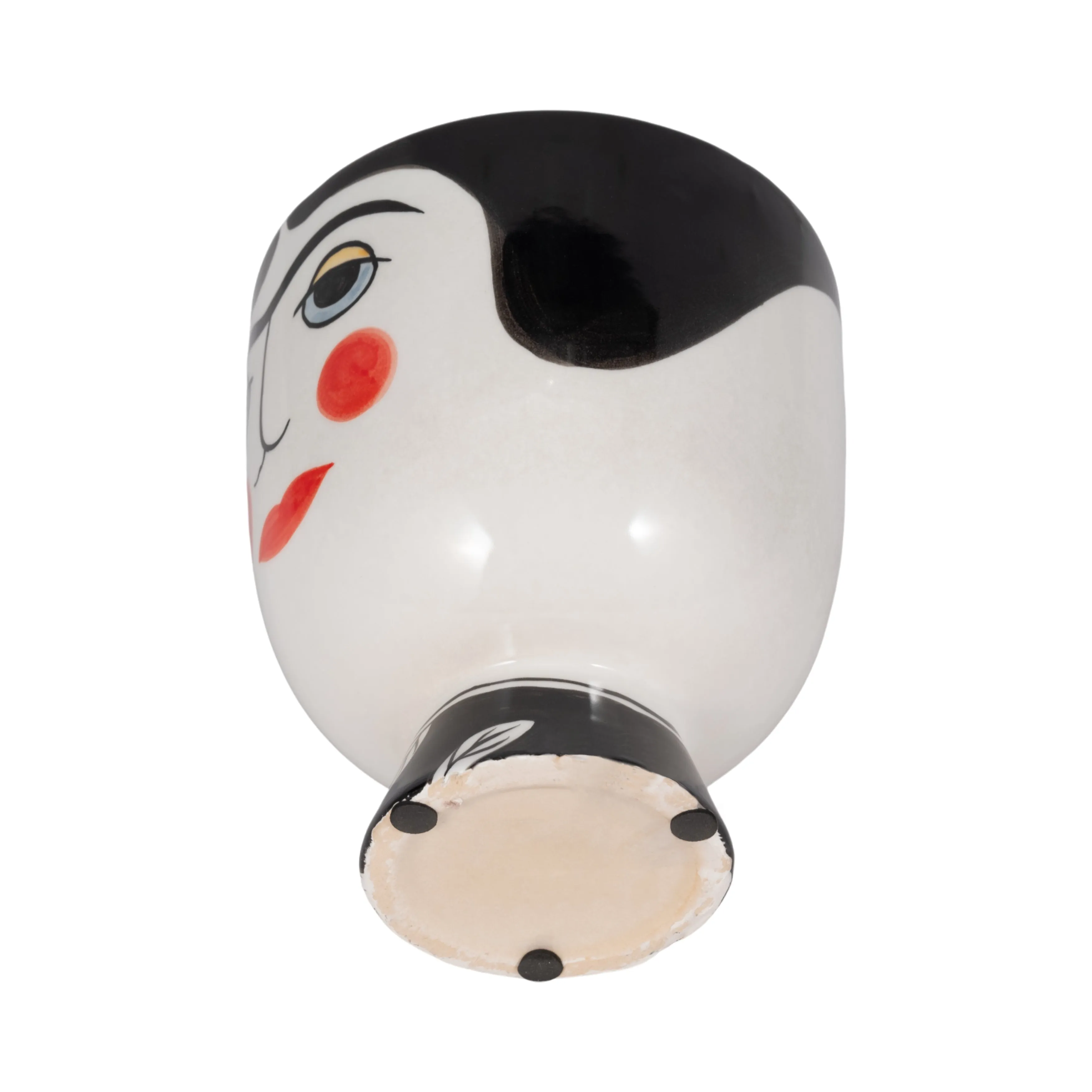 CER, 7"H FRIDA FACE FLOWER VASE, BLK/WHT