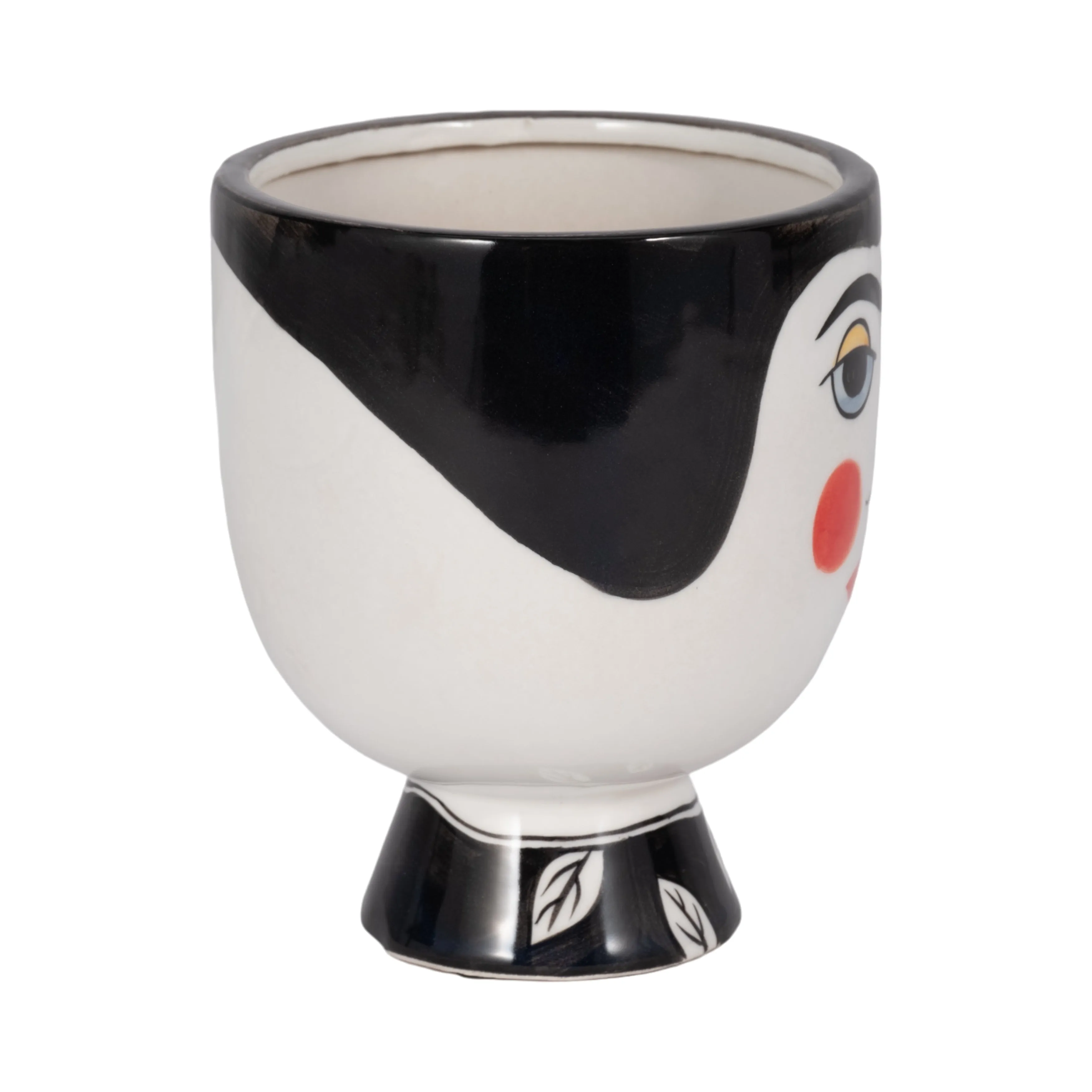 CER, 7"H FRIDA FACE FLOWER VASE, BLK/WHT