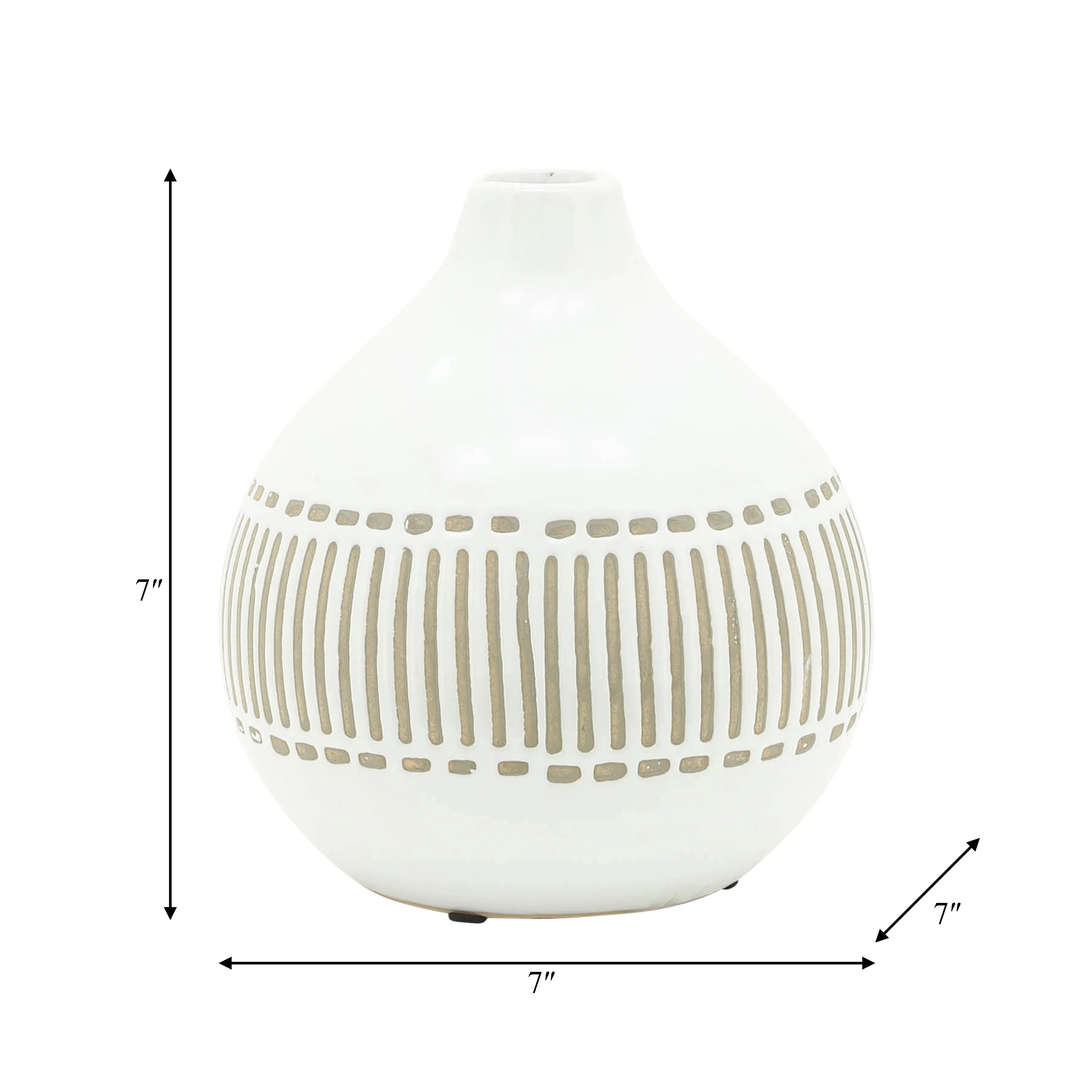 CER, 7"H ROUND AZTEC VASE, GRAY