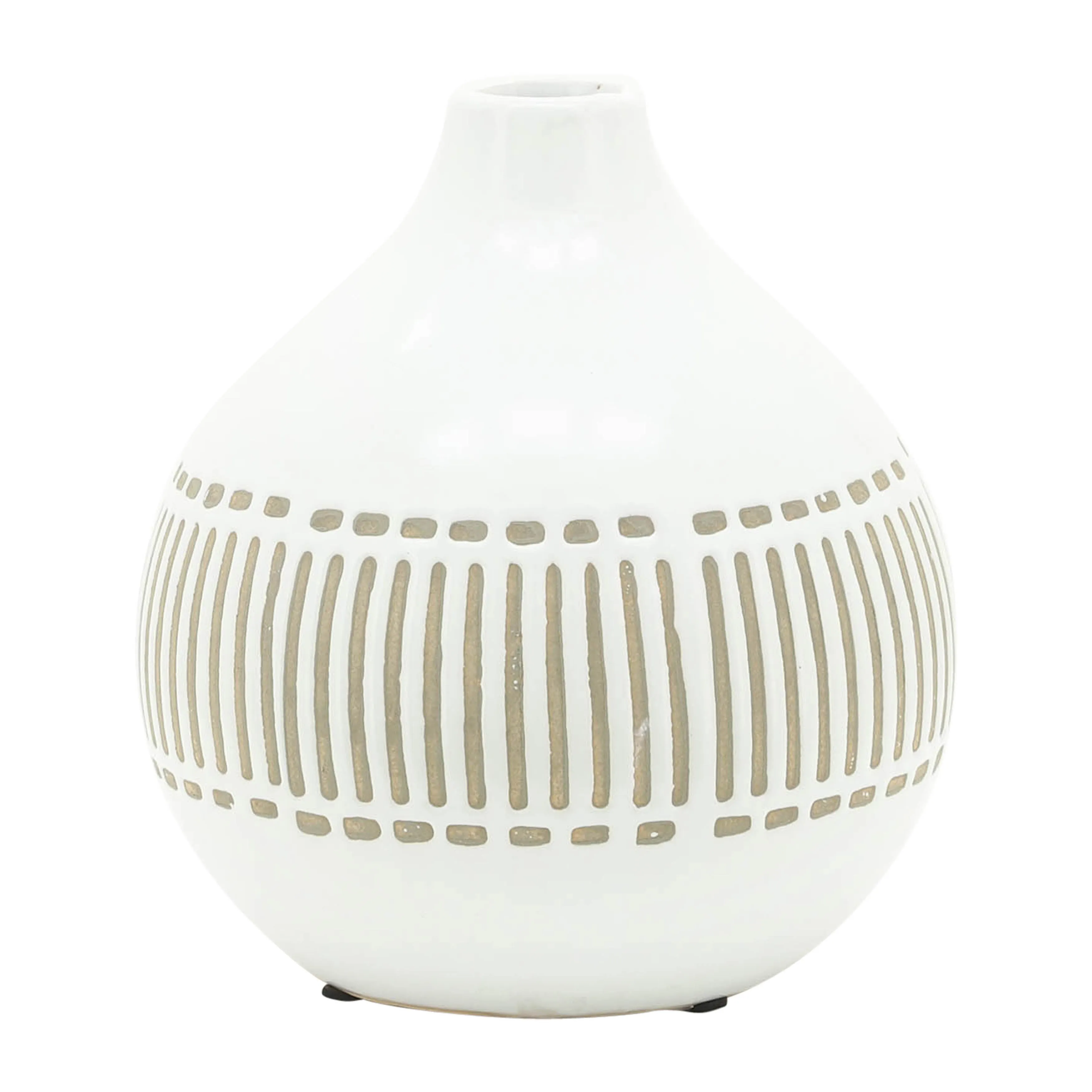 CER, 7"H ROUND AZTEC VASE, GRAY