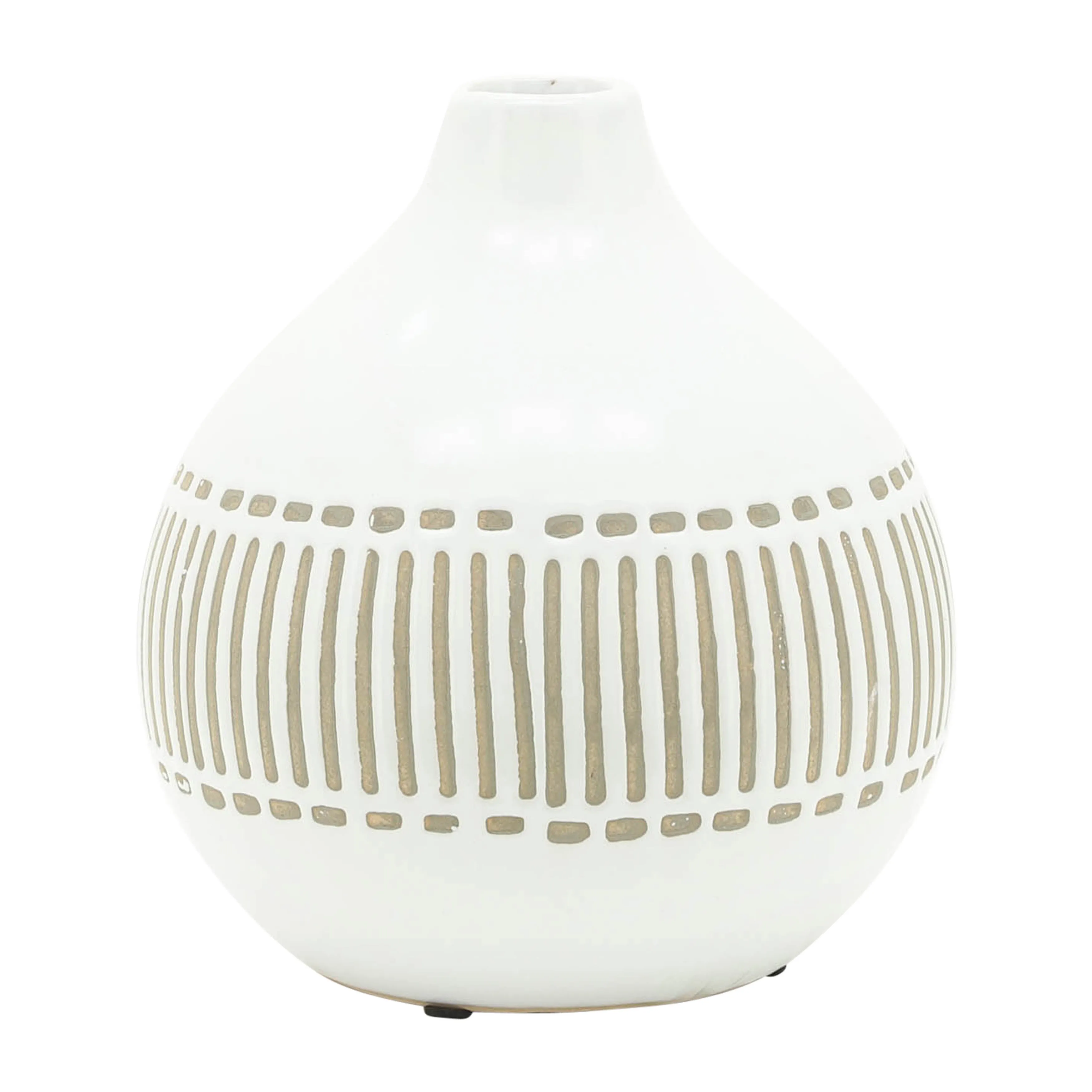 CER, 7"H ROUND AZTEC VASE, GRAY