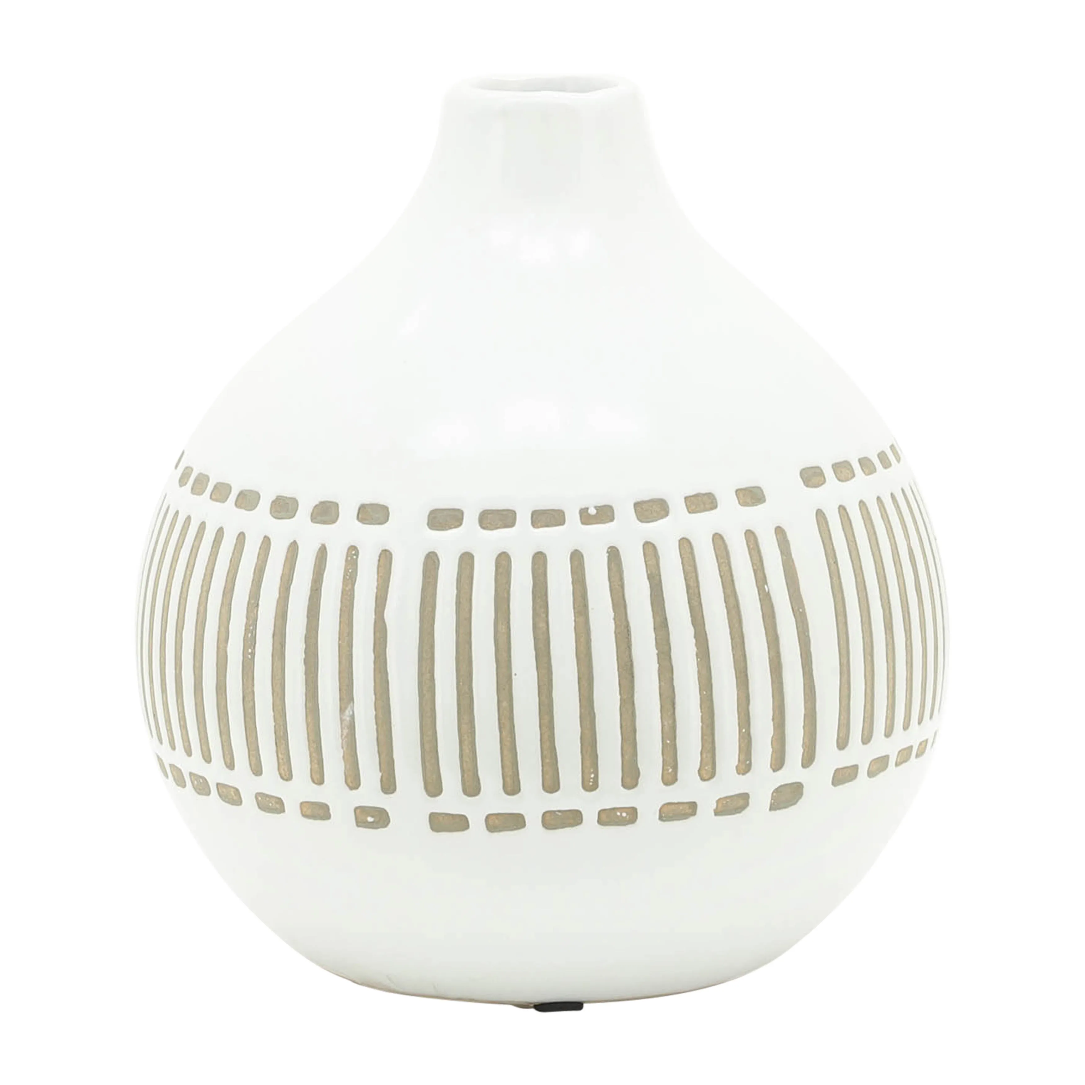 CER, 7"H ROUND AZTEC VASE, GRAY