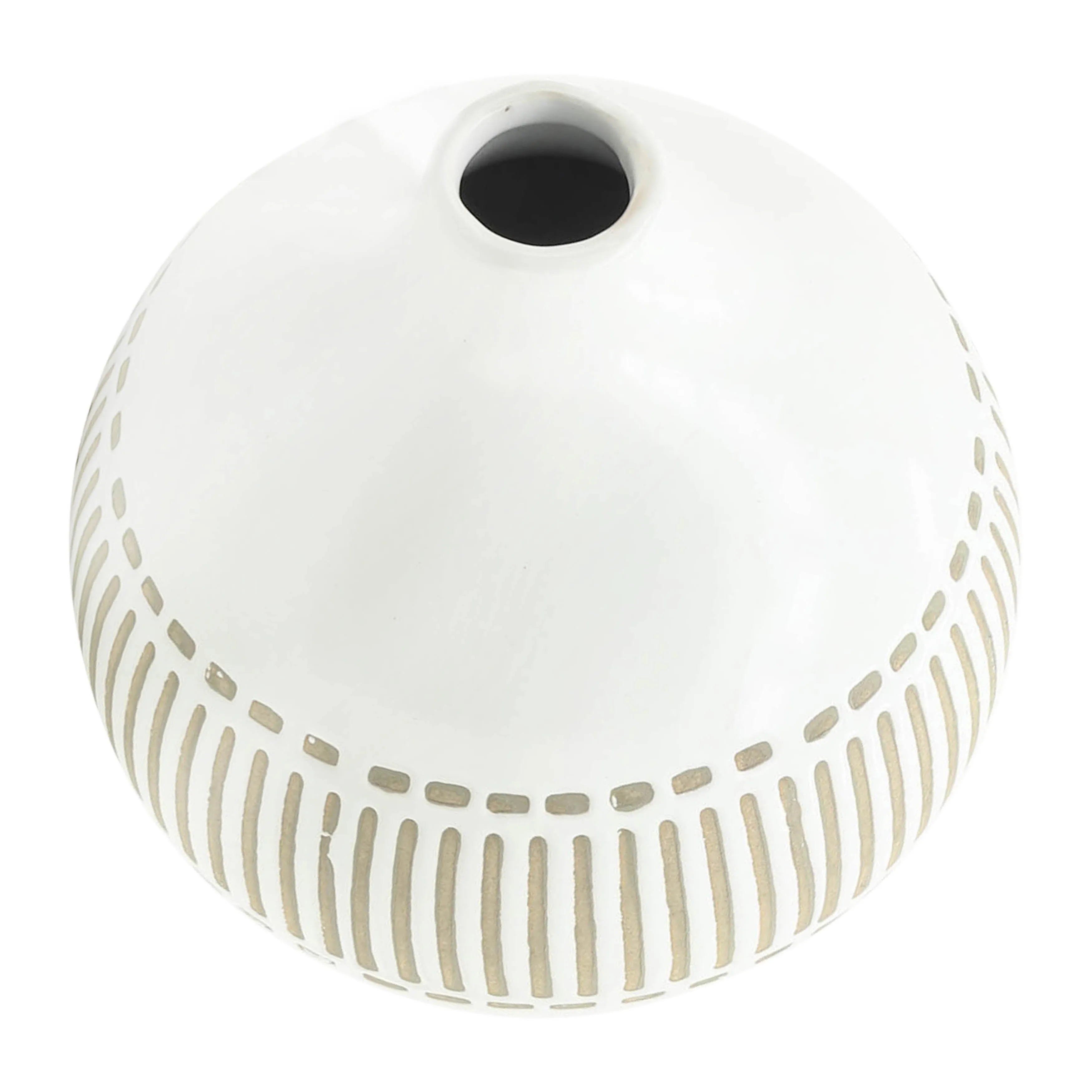 CER, 7"H ROUND AZTEC VASE, GRAY