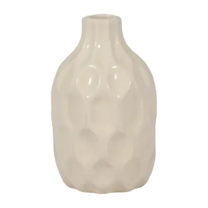CER, 8" HONEYCOMB DIMPLED VASE, COTTON