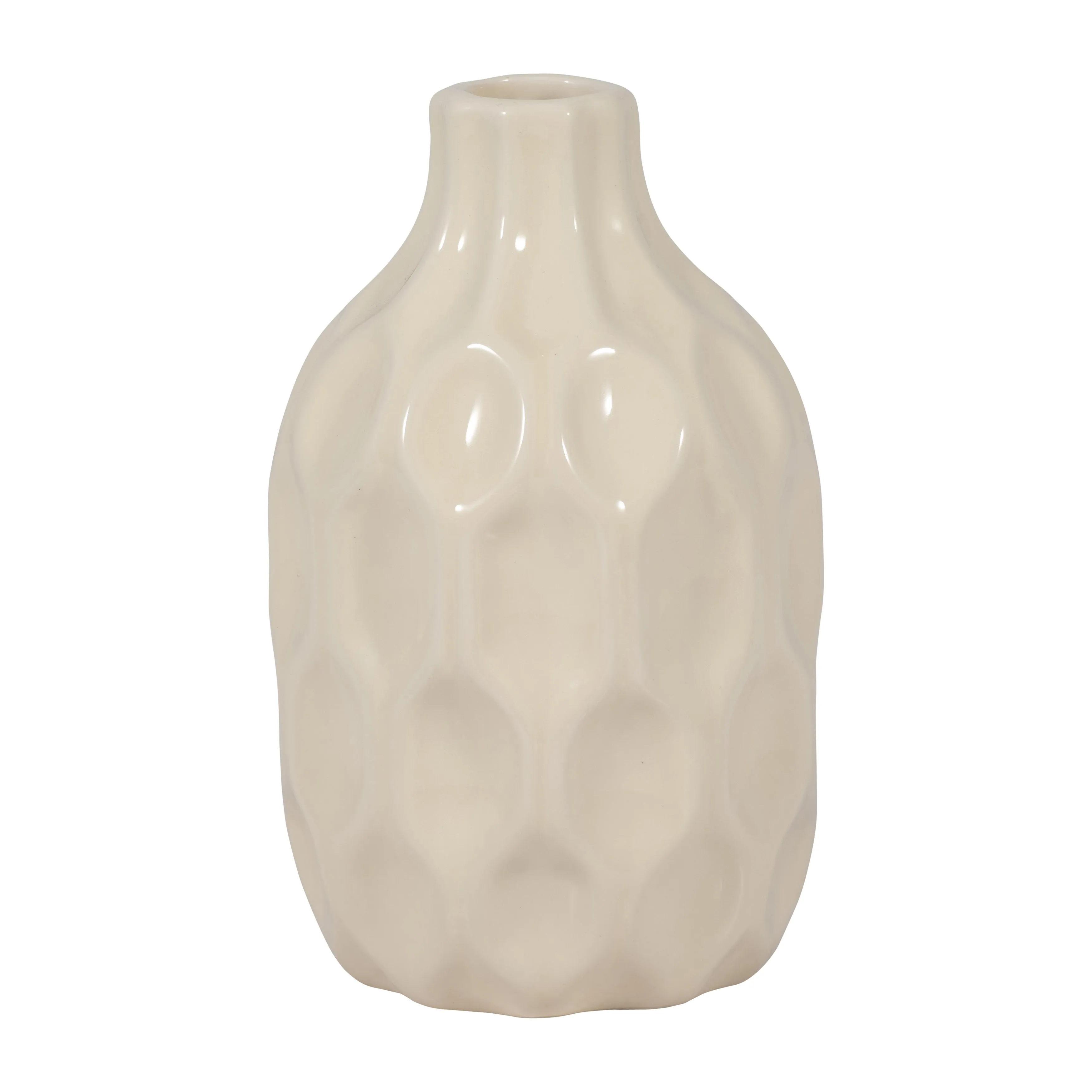 CER, 8" HONEYCOMB DIMPLED VASE, COTTON