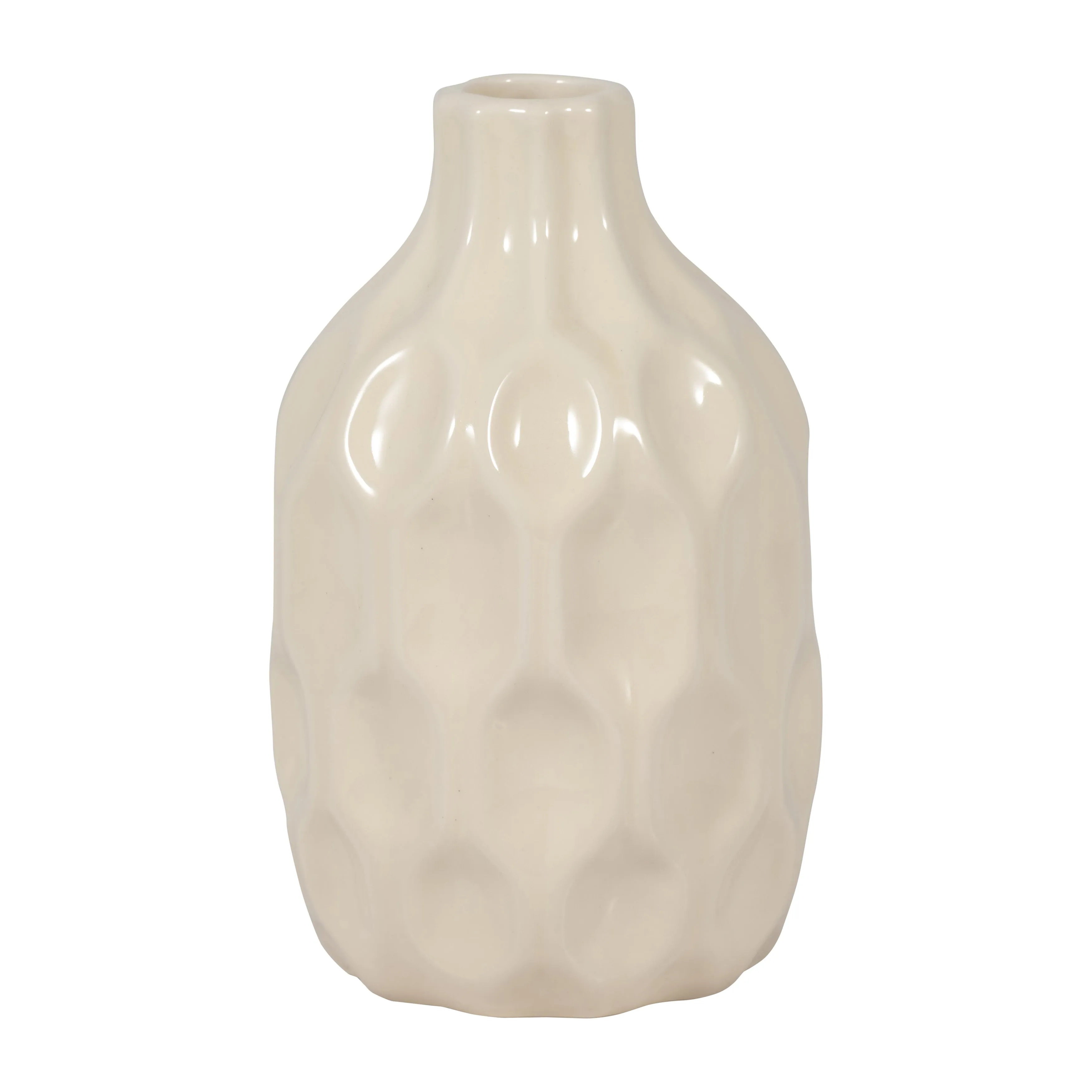 CER, 8" HONEYCOMB DIMPLED VASE, COTTON