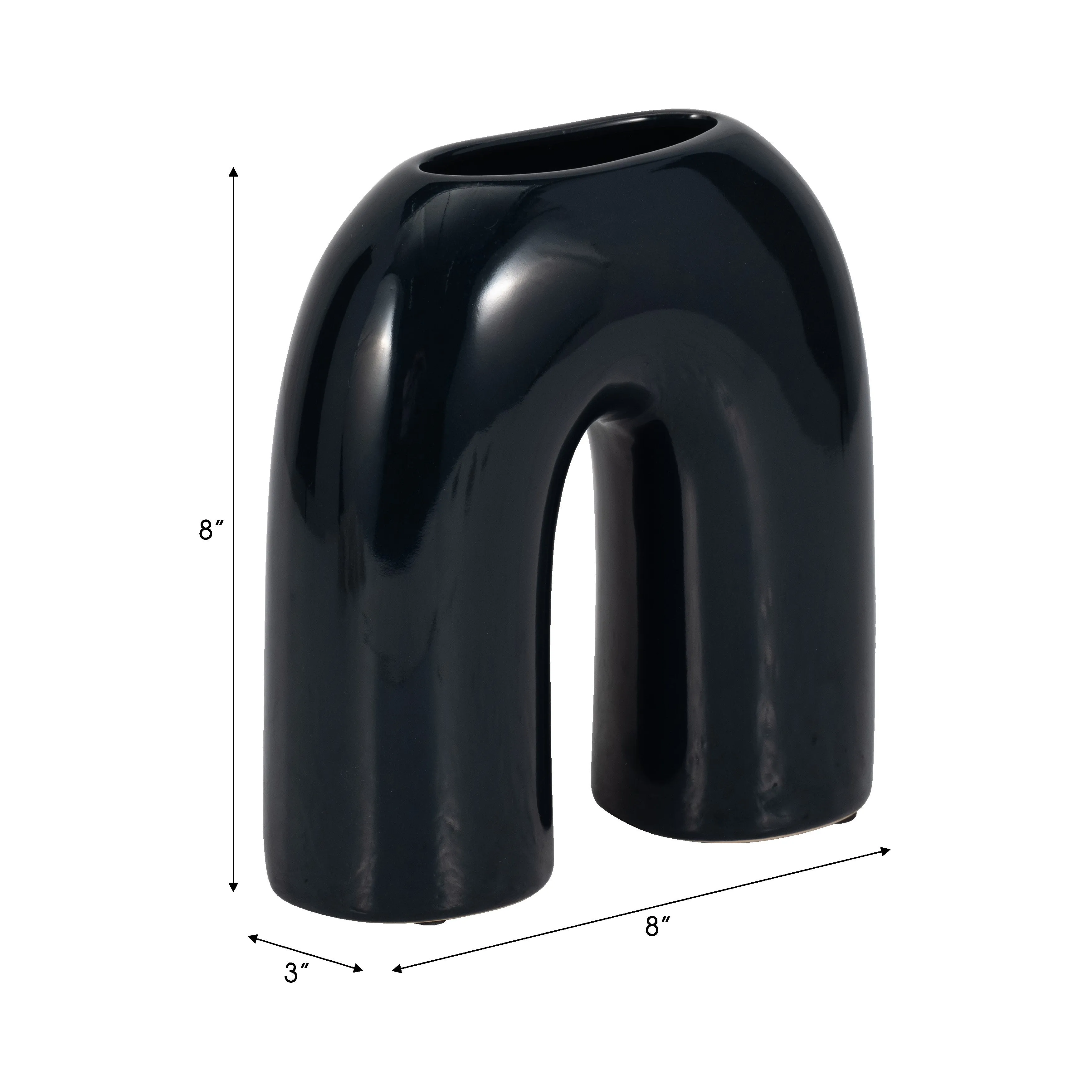 CER, 8" HORSESHOE VASE, NAVY BLUE