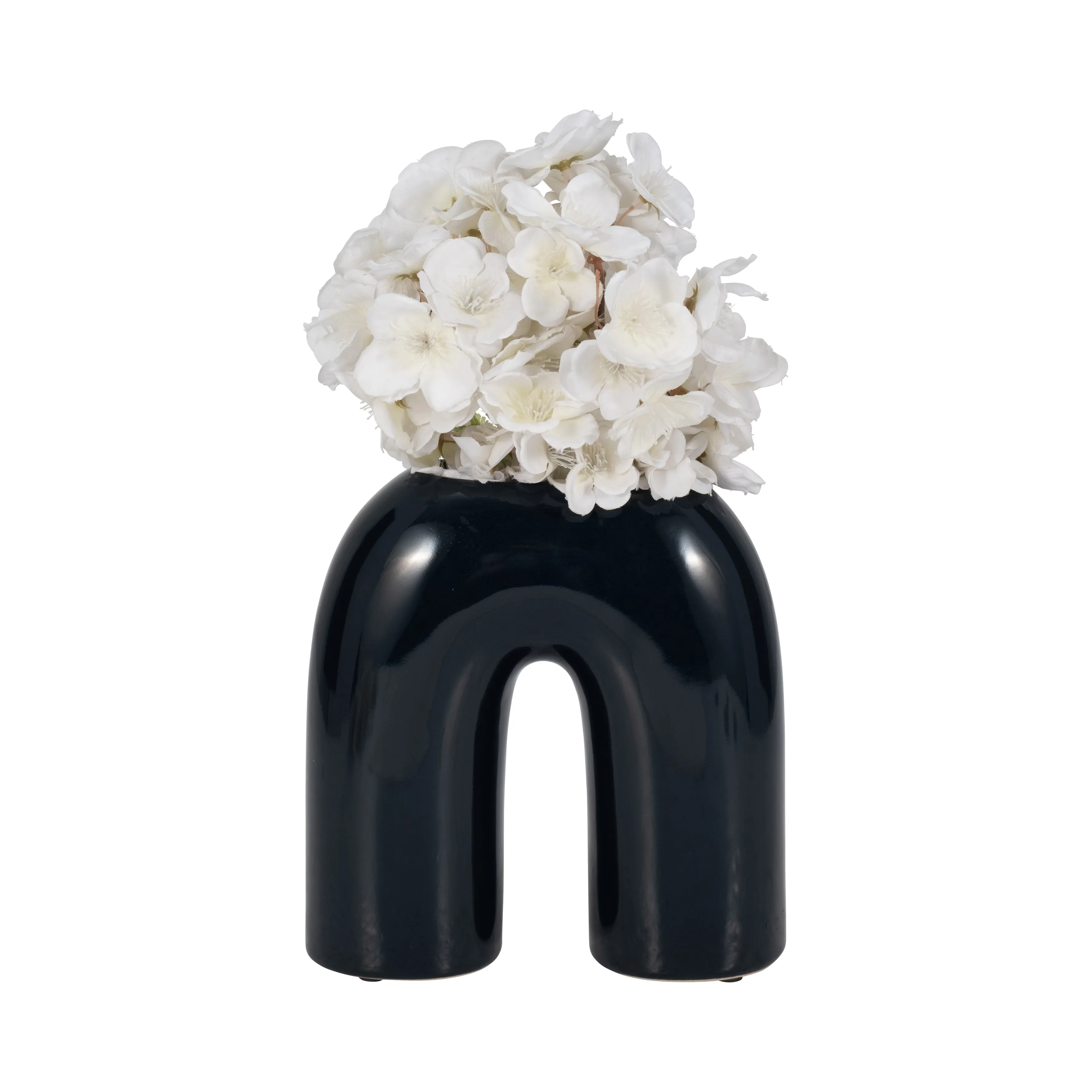 CER, 8" HORSESHOE VASE, NAVY BLUE