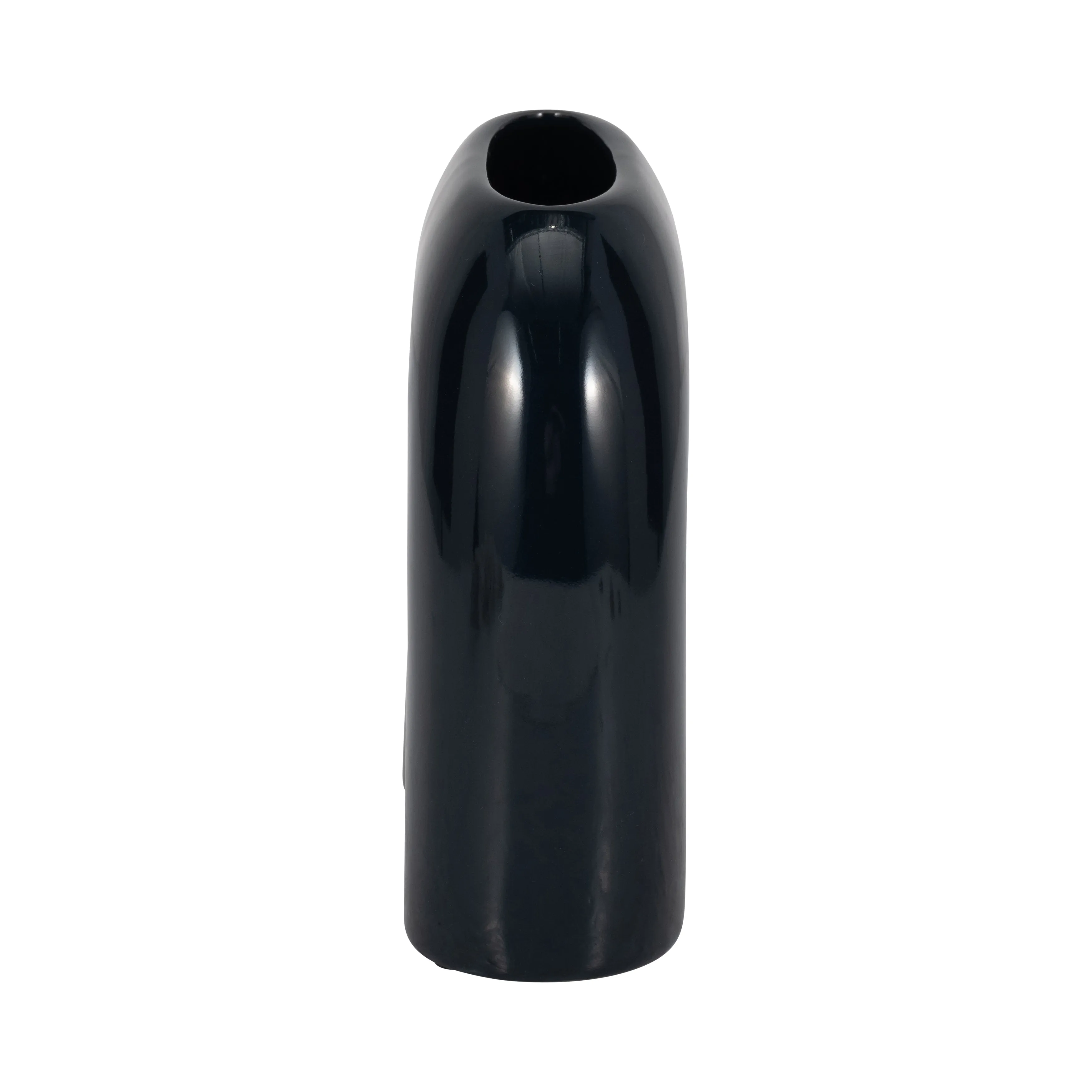 CER, 8" HORSESHOE VASE, NAVY BLUE