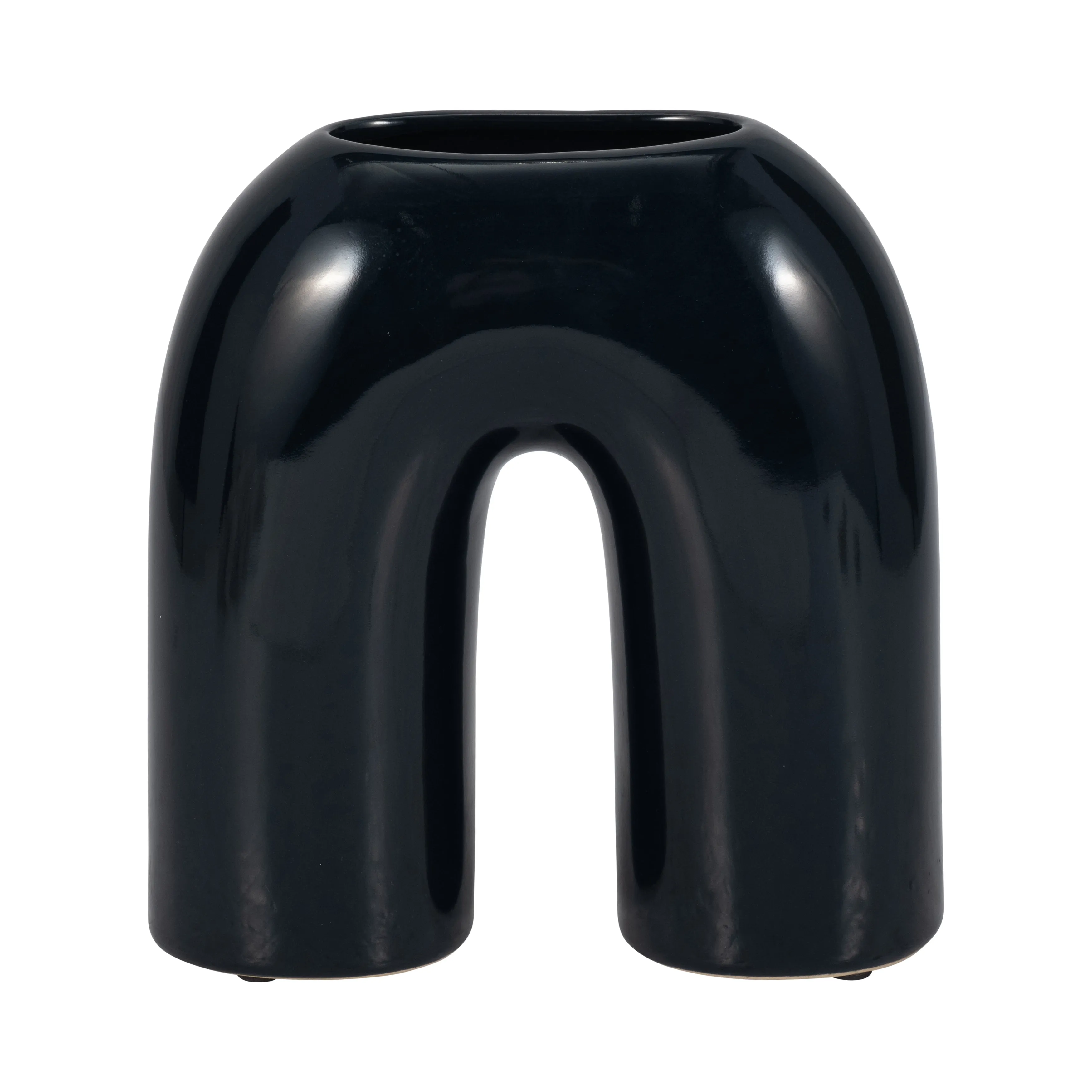 CER, 8" HORSESHOE VASE, NAVY BLUE