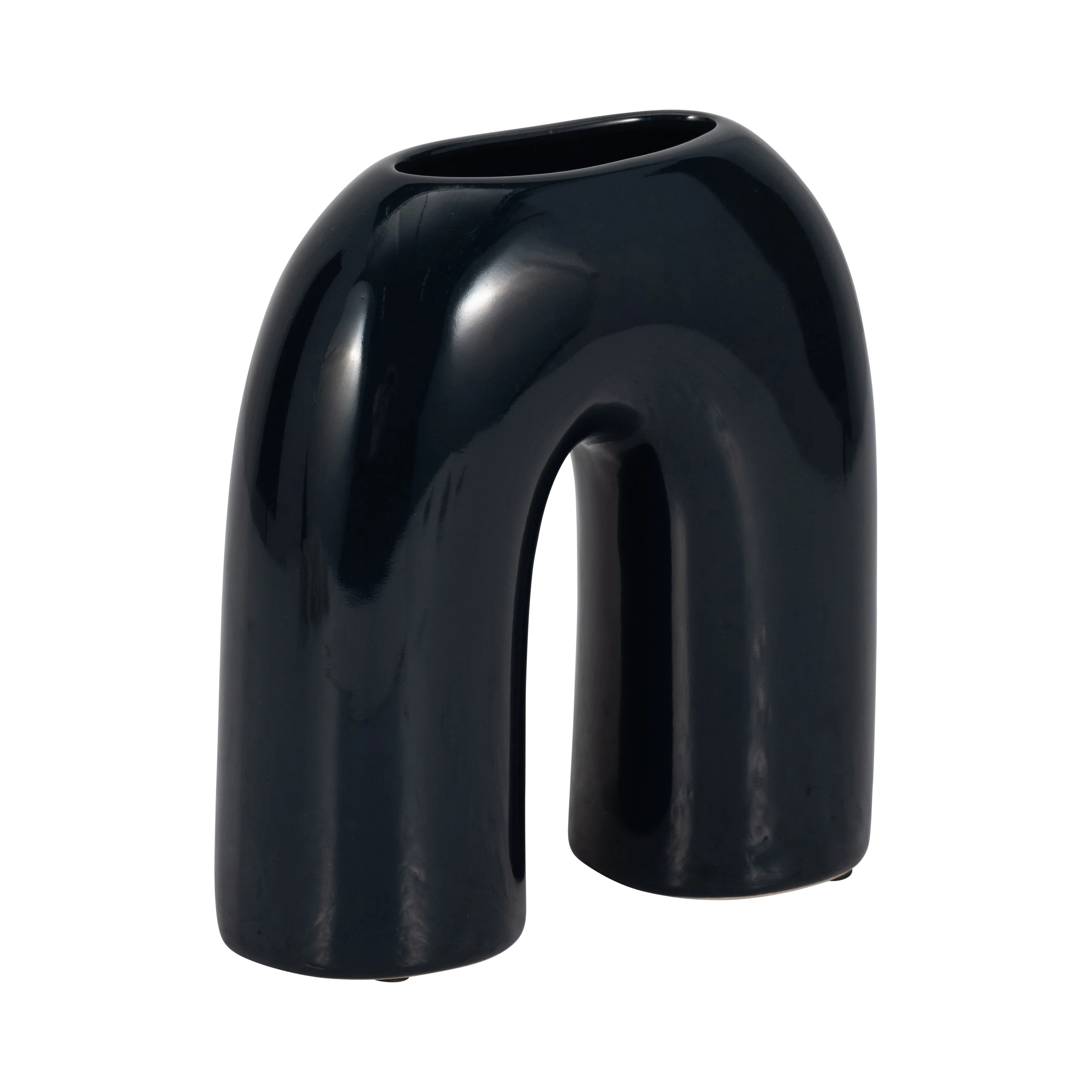 CER, 8" HORSESHOE VASE, NAVY BLUE