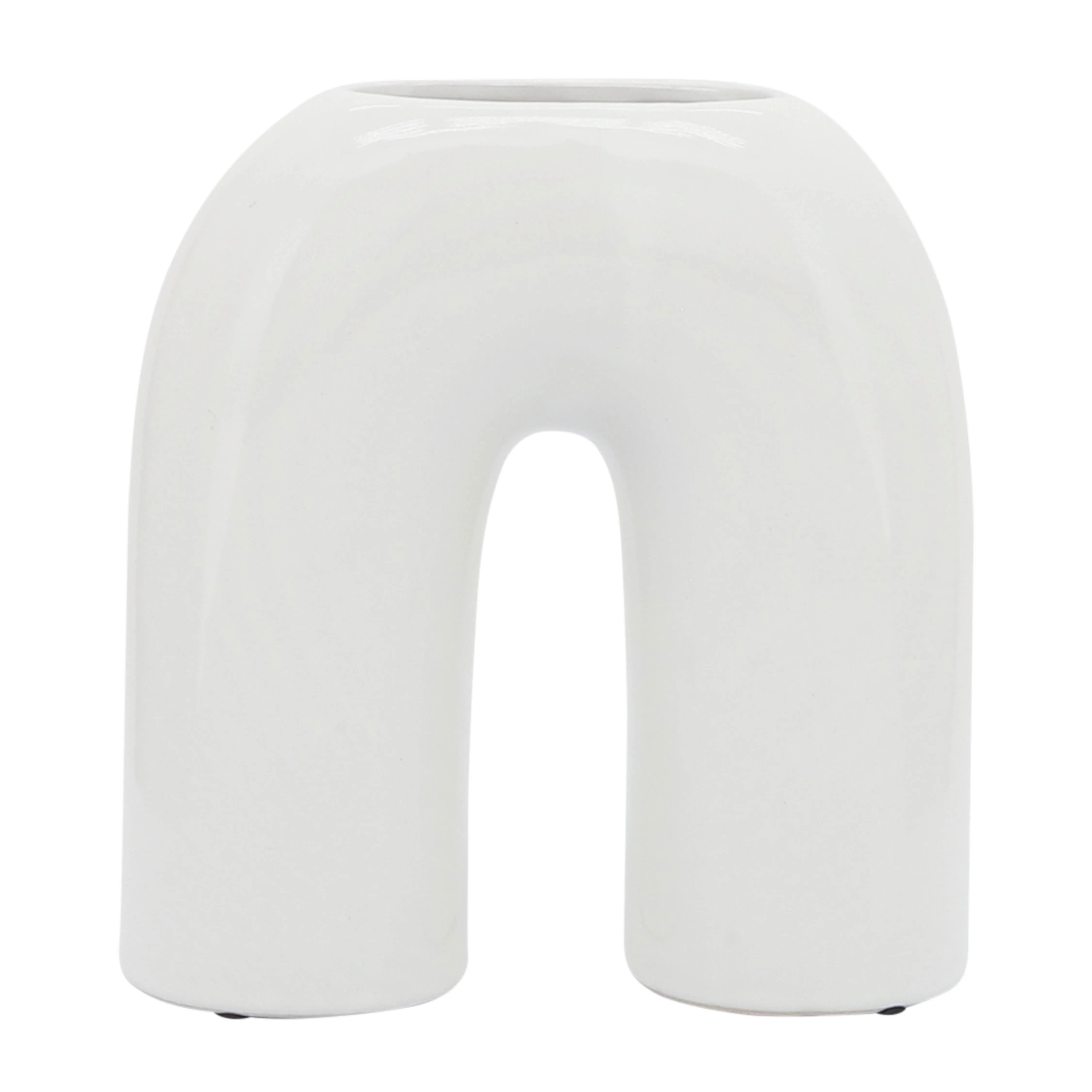 CER, 8" HORSESHOE VASE, WHITE
