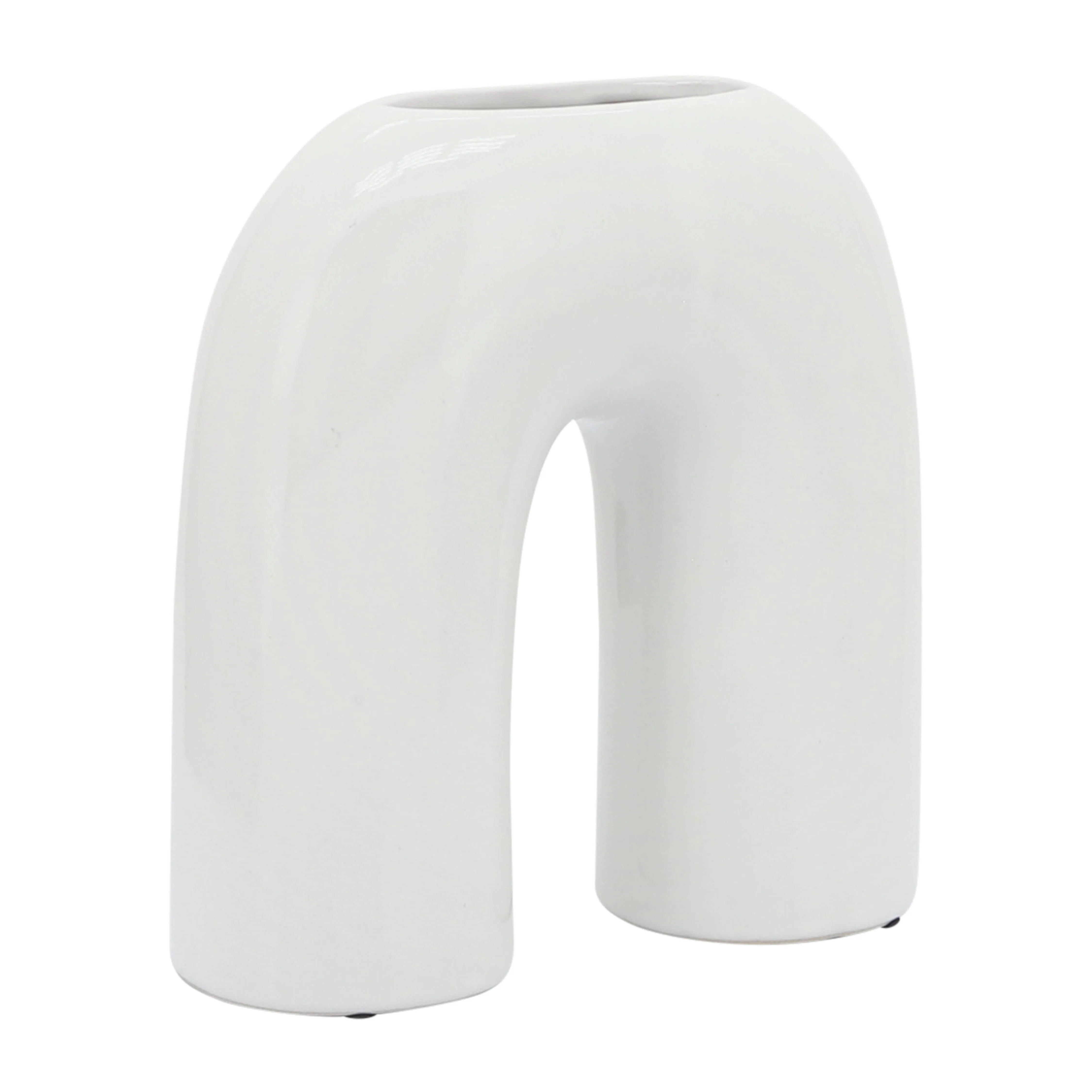 CER, 8" HORSESHOE VASE, WHITE