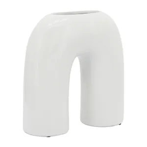 CER, 8" HORSESHOE VASE, WHITE