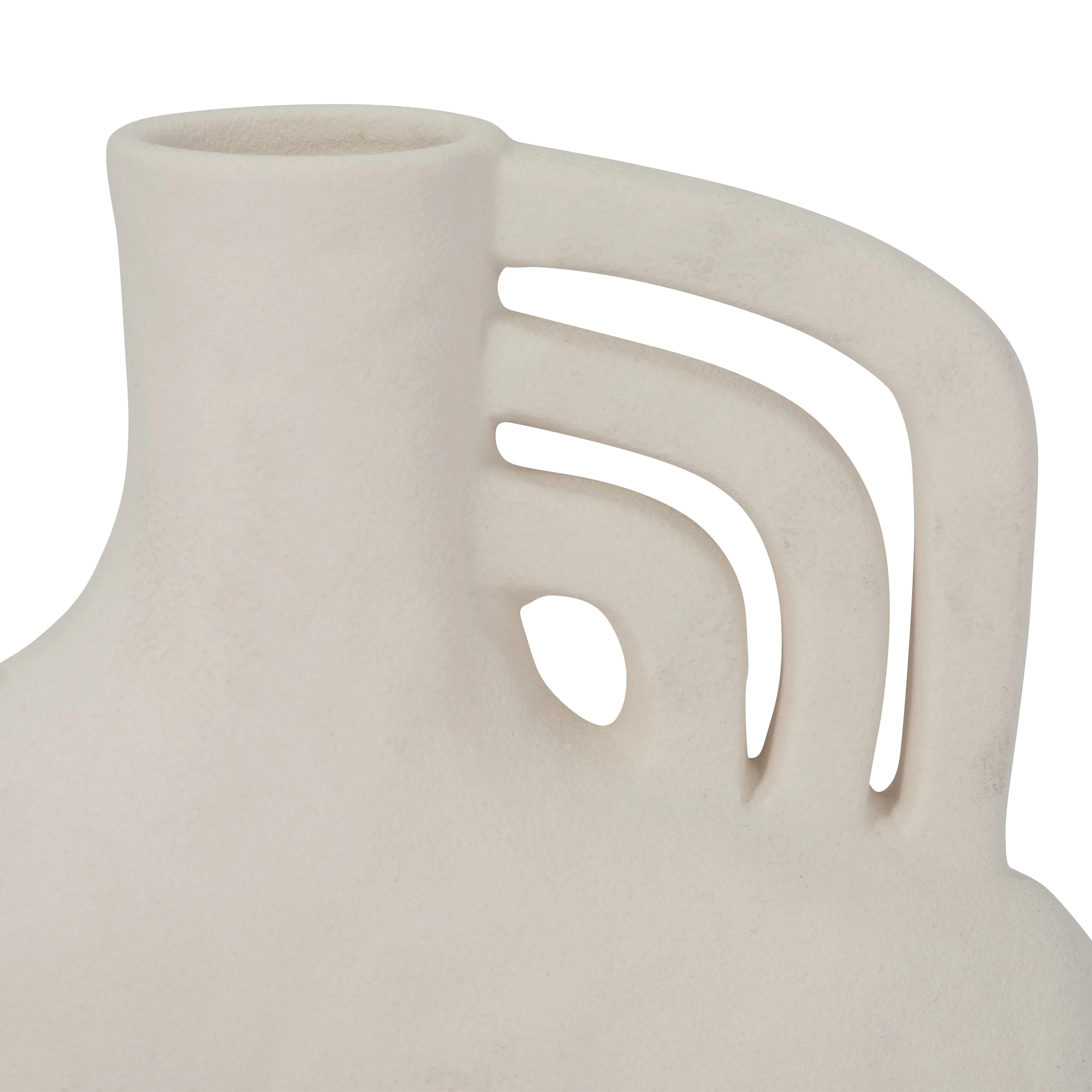 CER, 8" ROUGH TRIPLE HANDLE VASE, COTTON