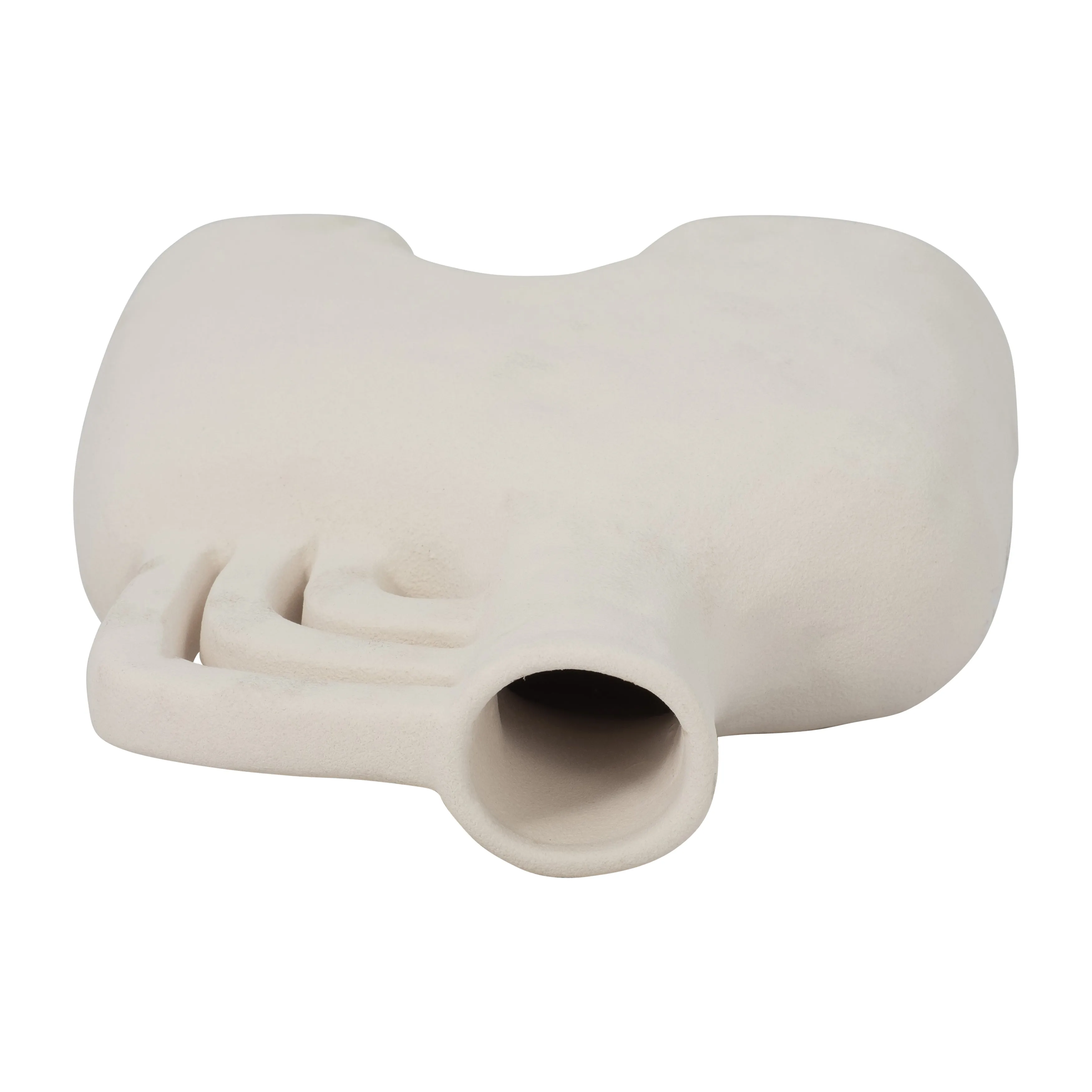 CER, 8" ROUGH TRIPLE HANDLE VASE, COTTON