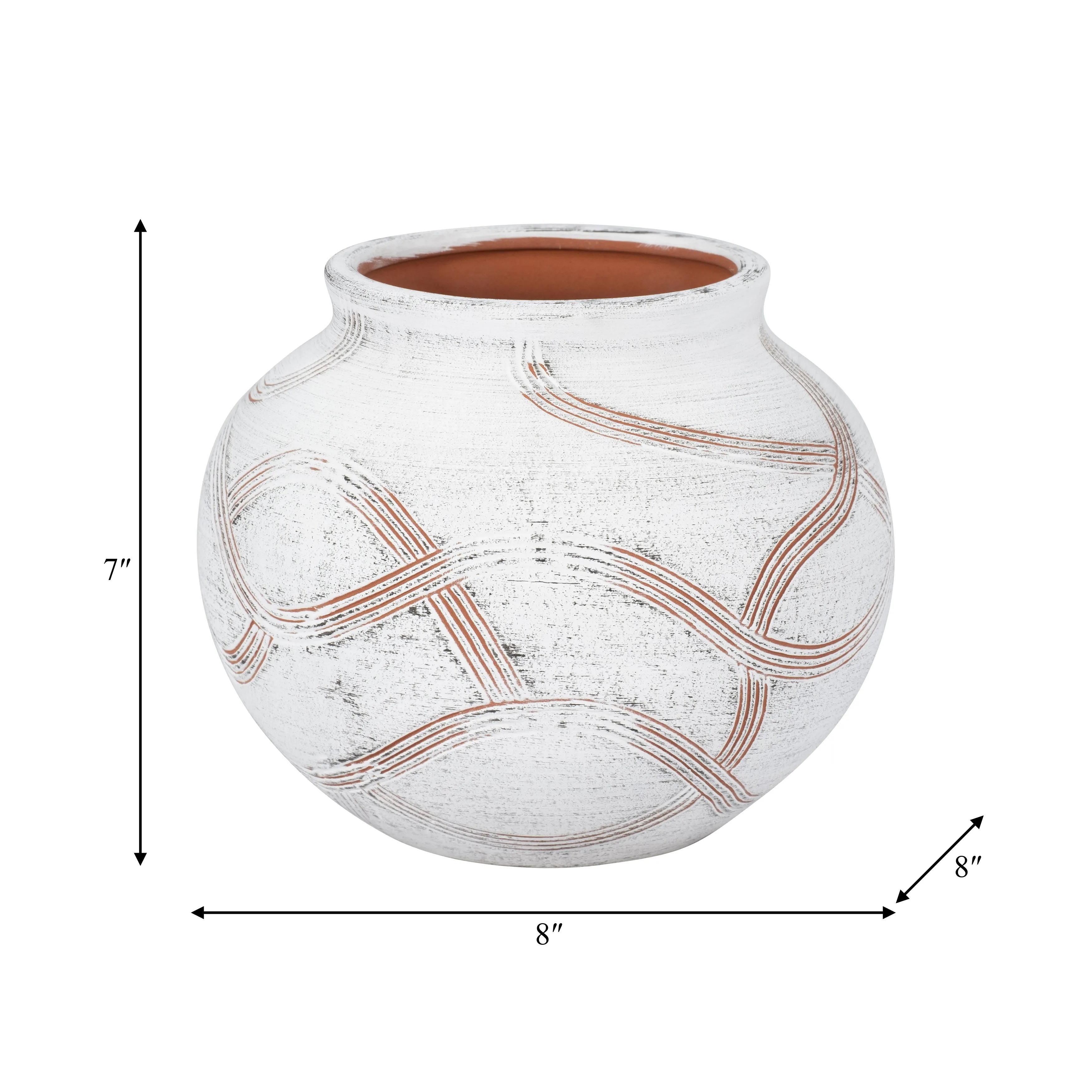 CER, 8" ROUND GLOBAL VASE, WHITE