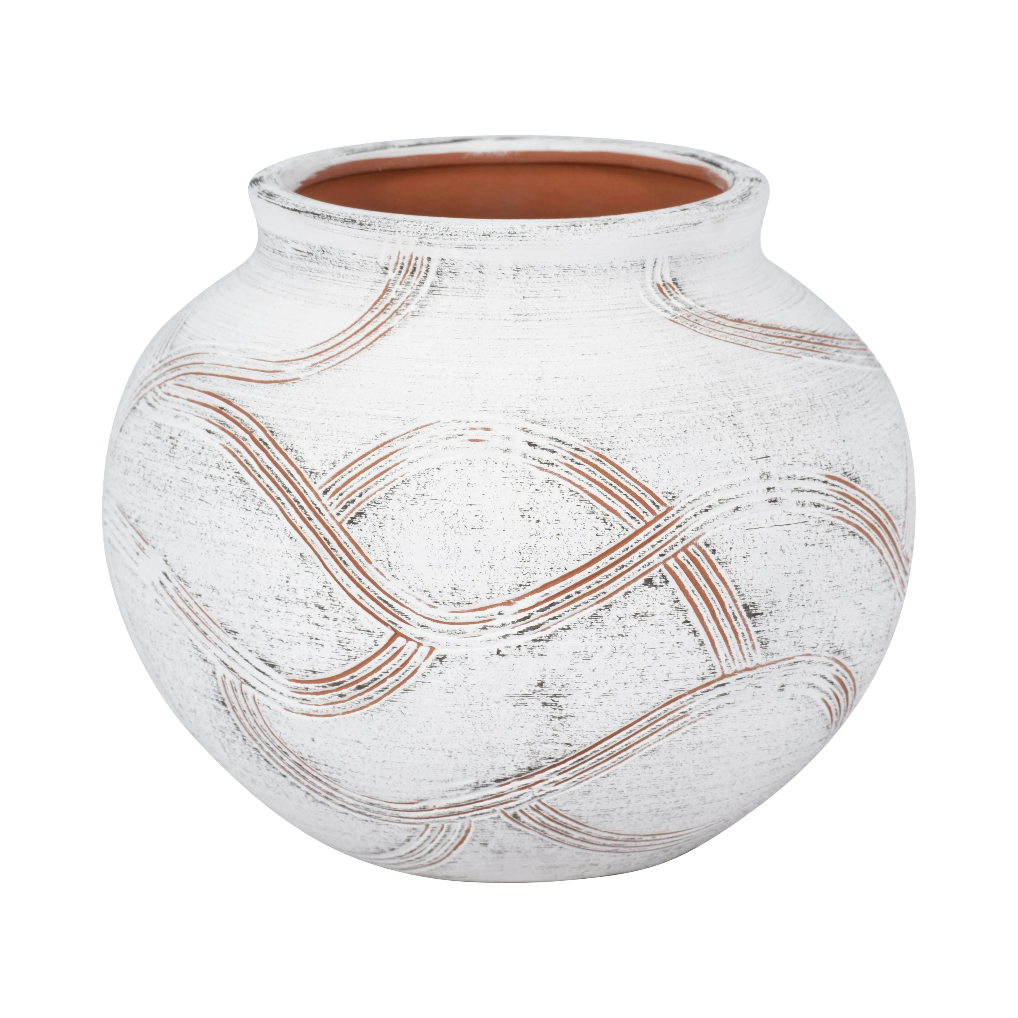 CER, 8" ROUND GLOBAL VASE, WHITE
