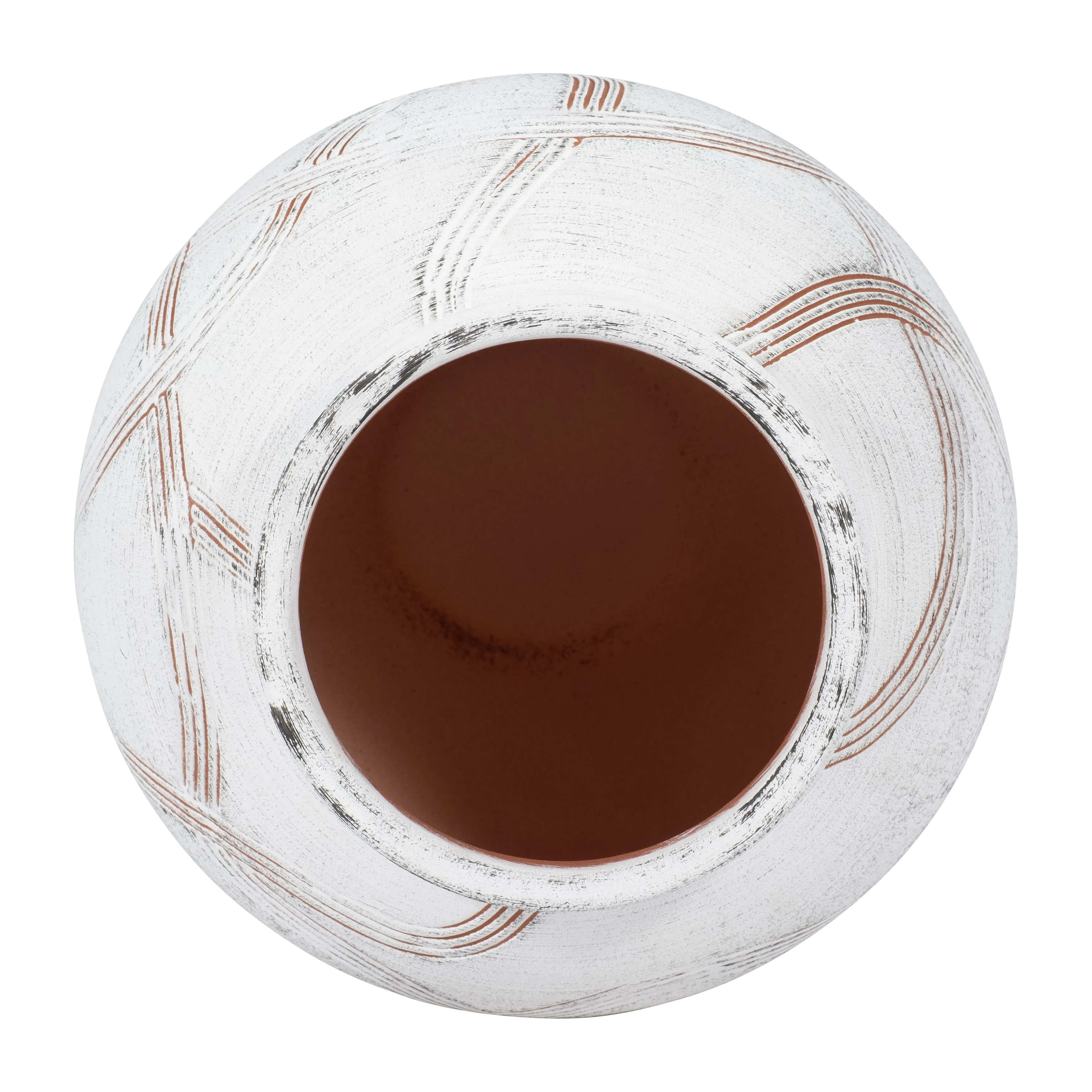 CER, 8" ROUND GLOBAL VASE, WHITE