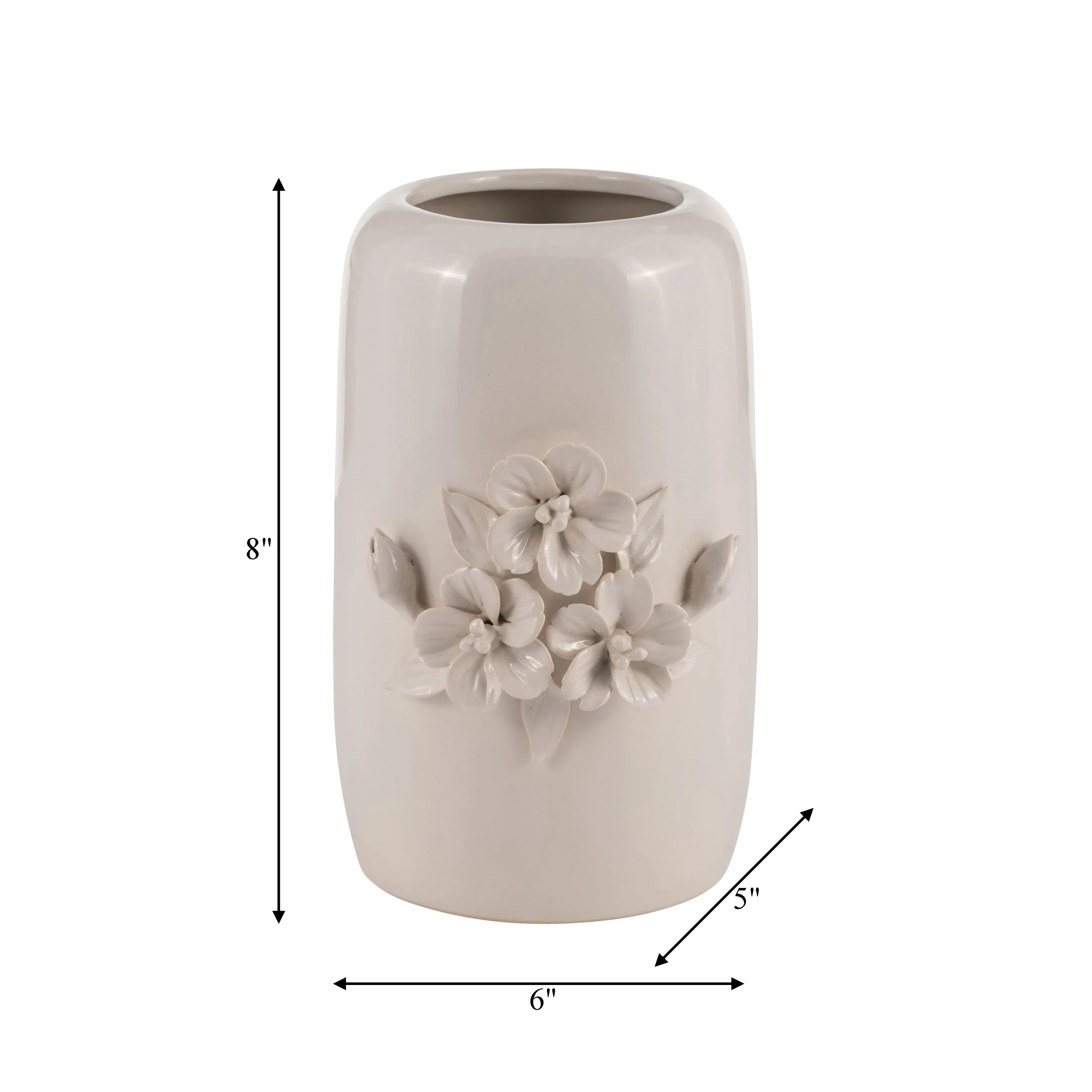 CER, 8"H FLOWER BUNCH VASE, IVORY