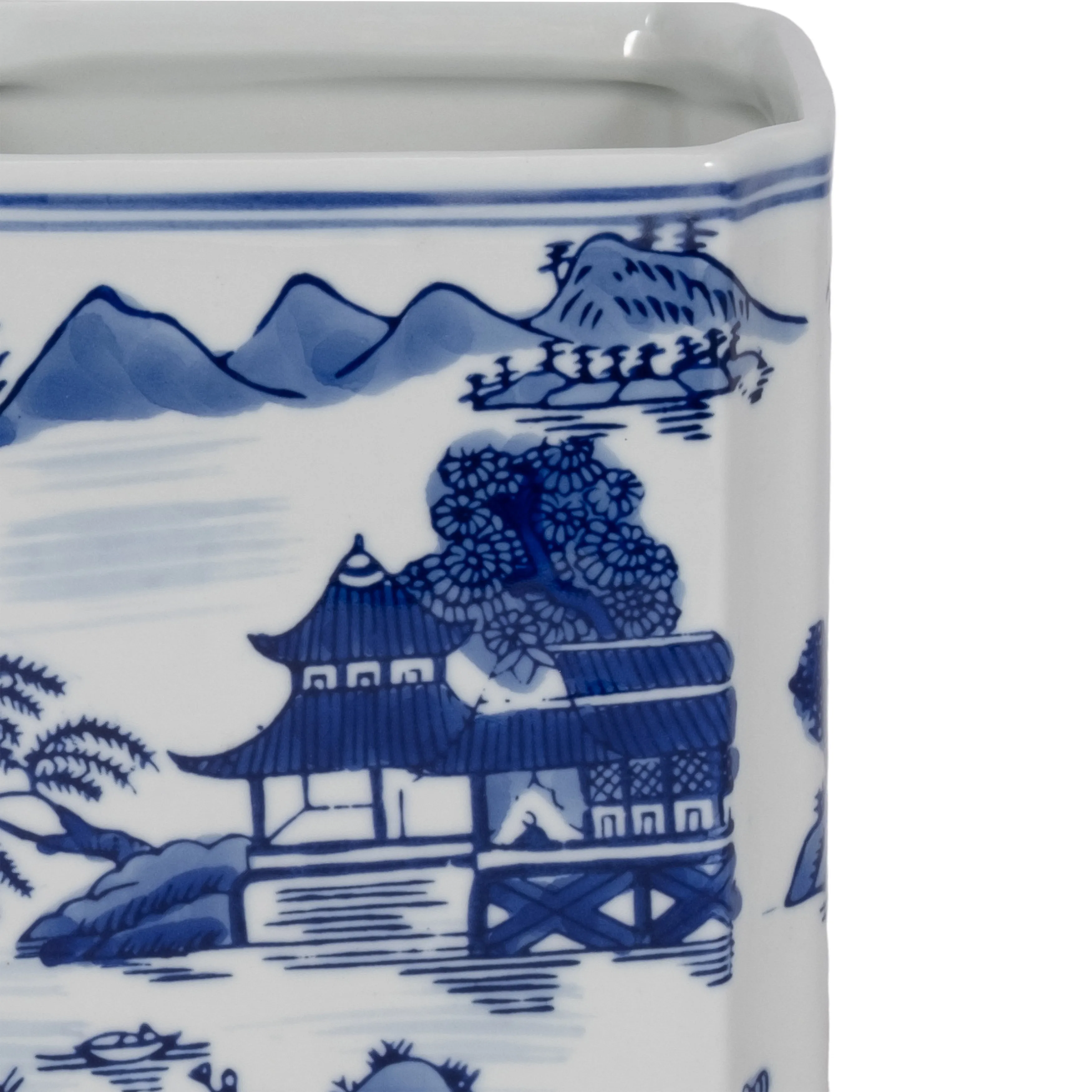 CER, 8"H RECTANGULAR JR W/ LID, BLUE