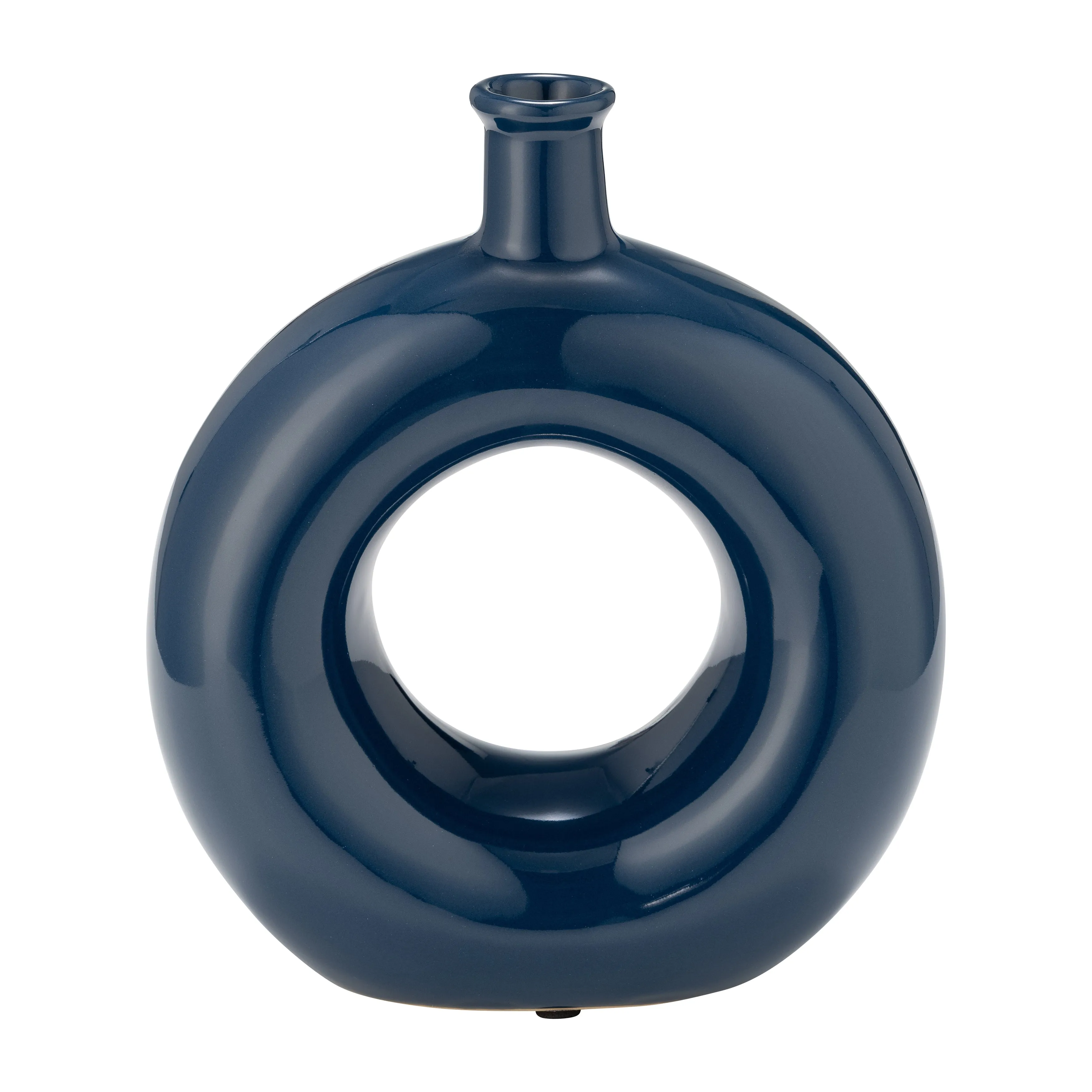 CER, 8"H ROUND CUT-OUT VASE, BLUE