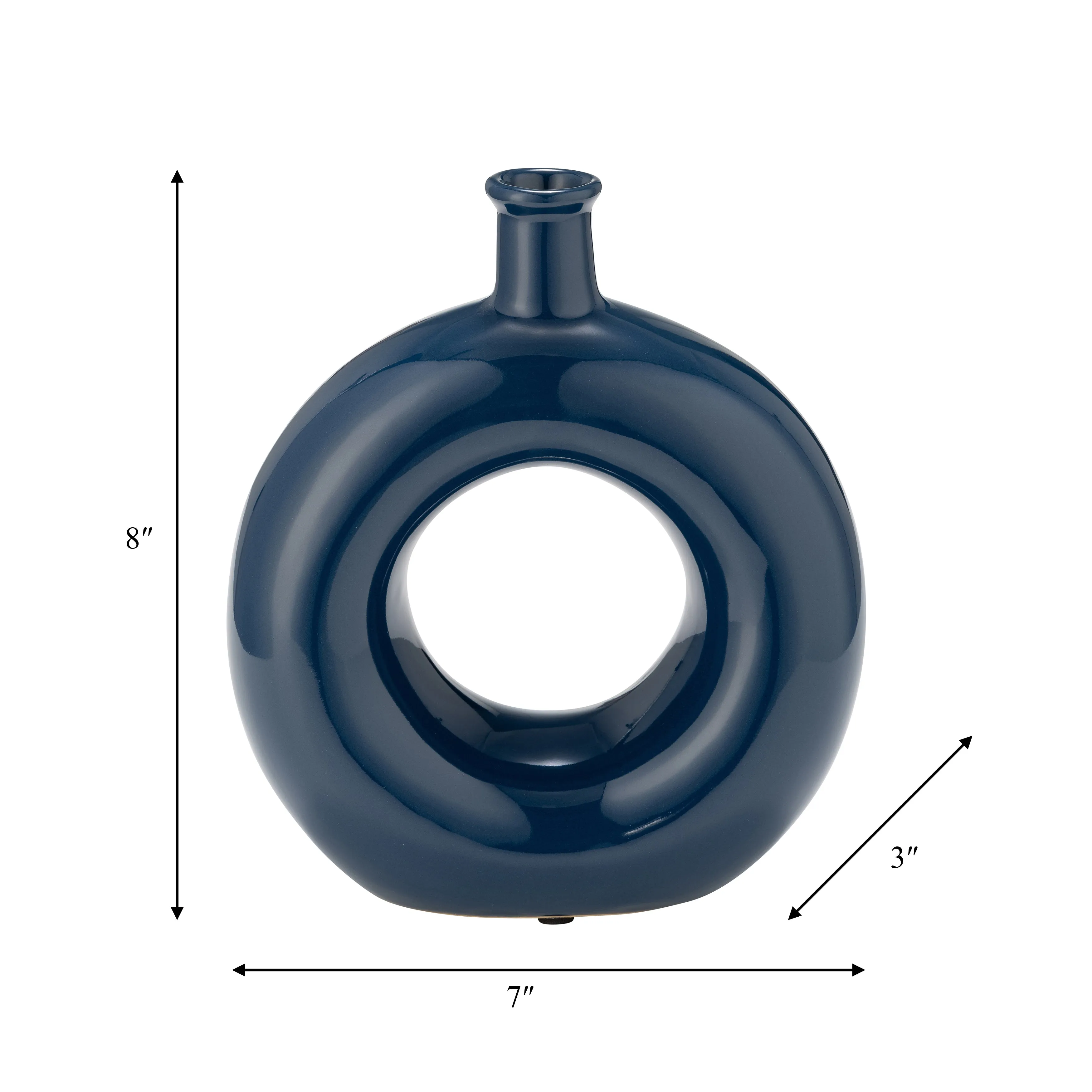 CER, 8"H ROUND CUT-OUT VASE, BLUE