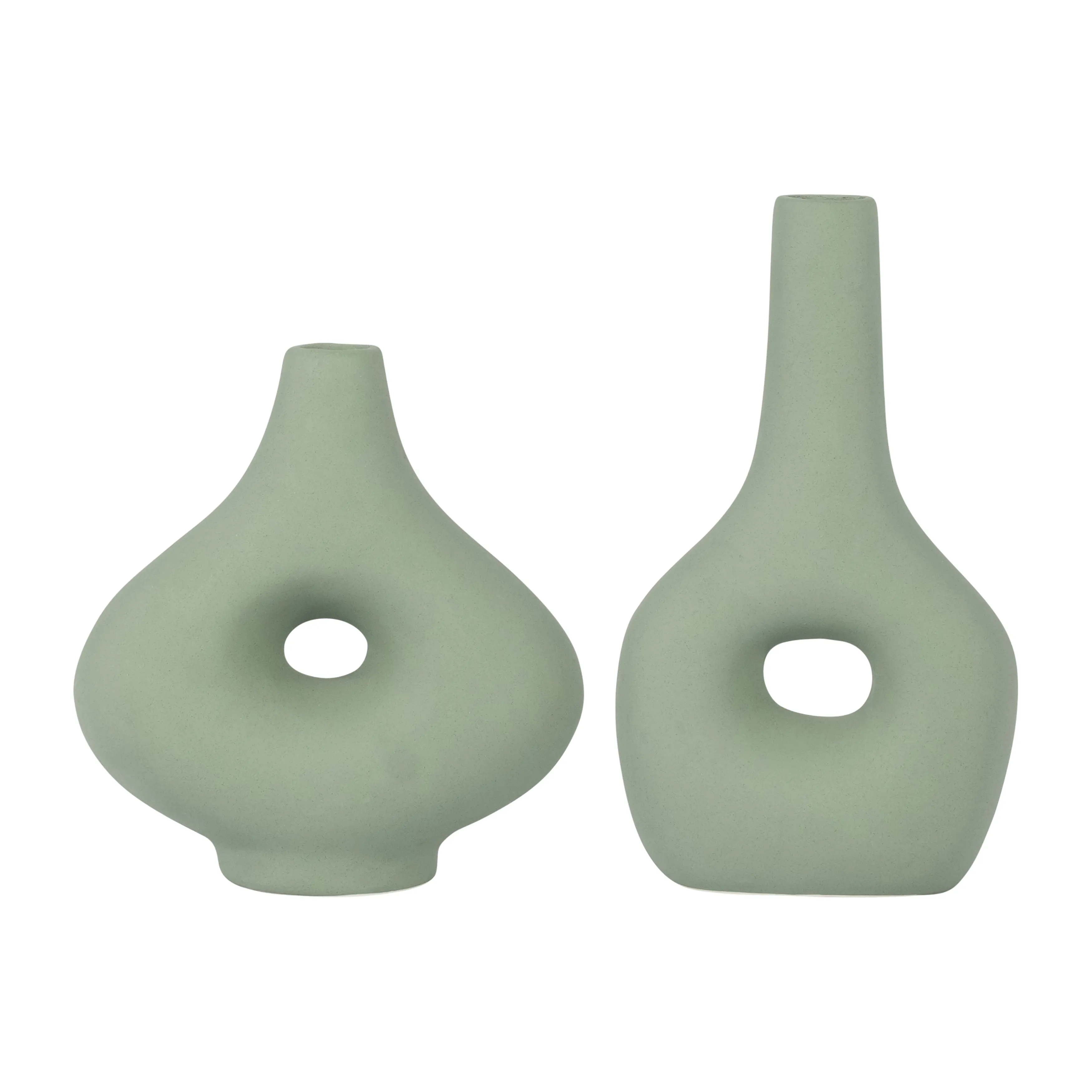 CER, 9" OPEN CUT-OUT NOMAD VASE, DARK SAGE