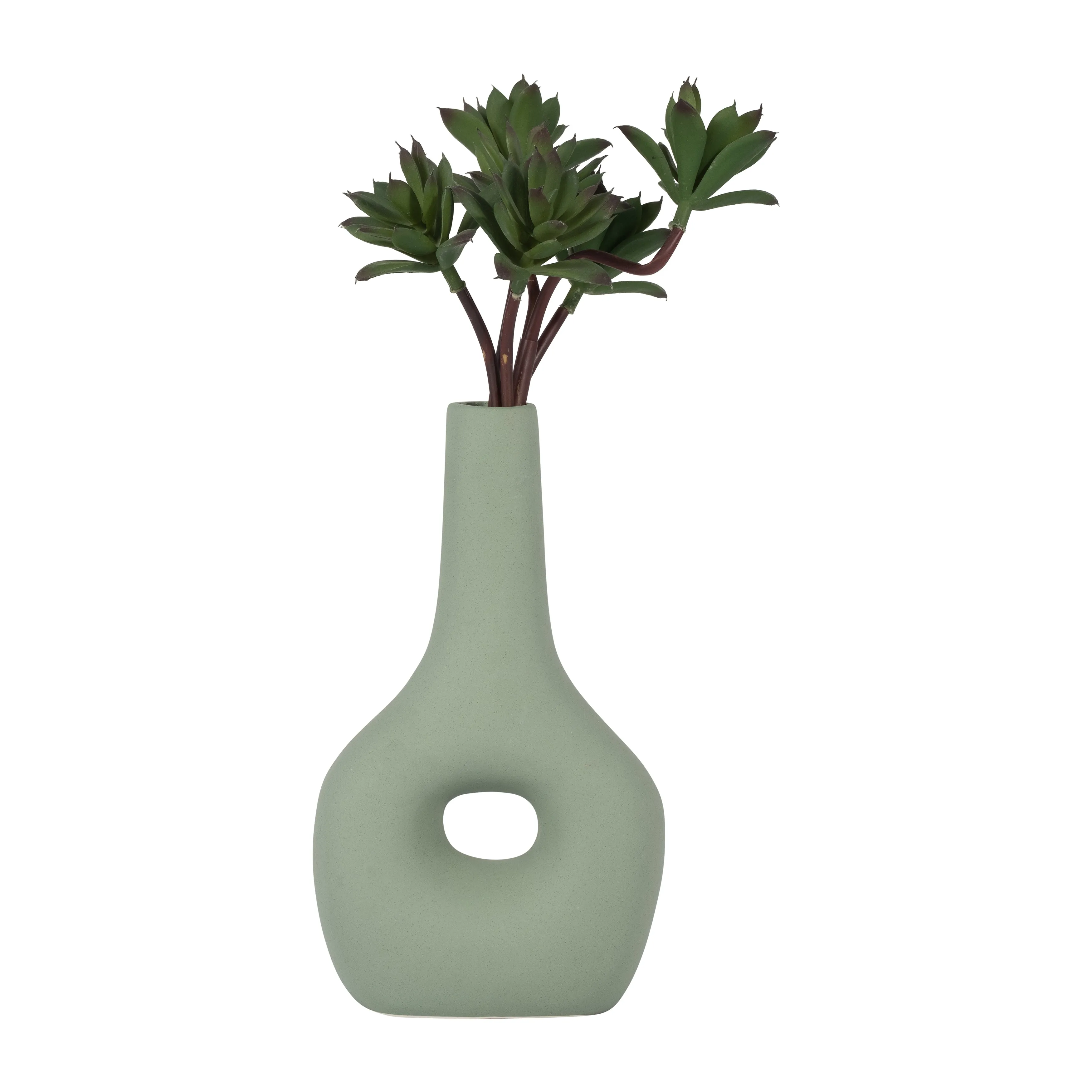 CER, 9" OPEN CUT-OUT NOMAD VASE, DARK SAGE