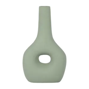 CER, 9" OPEN CUT-OUT NOMAD VASE, DARK SAGE