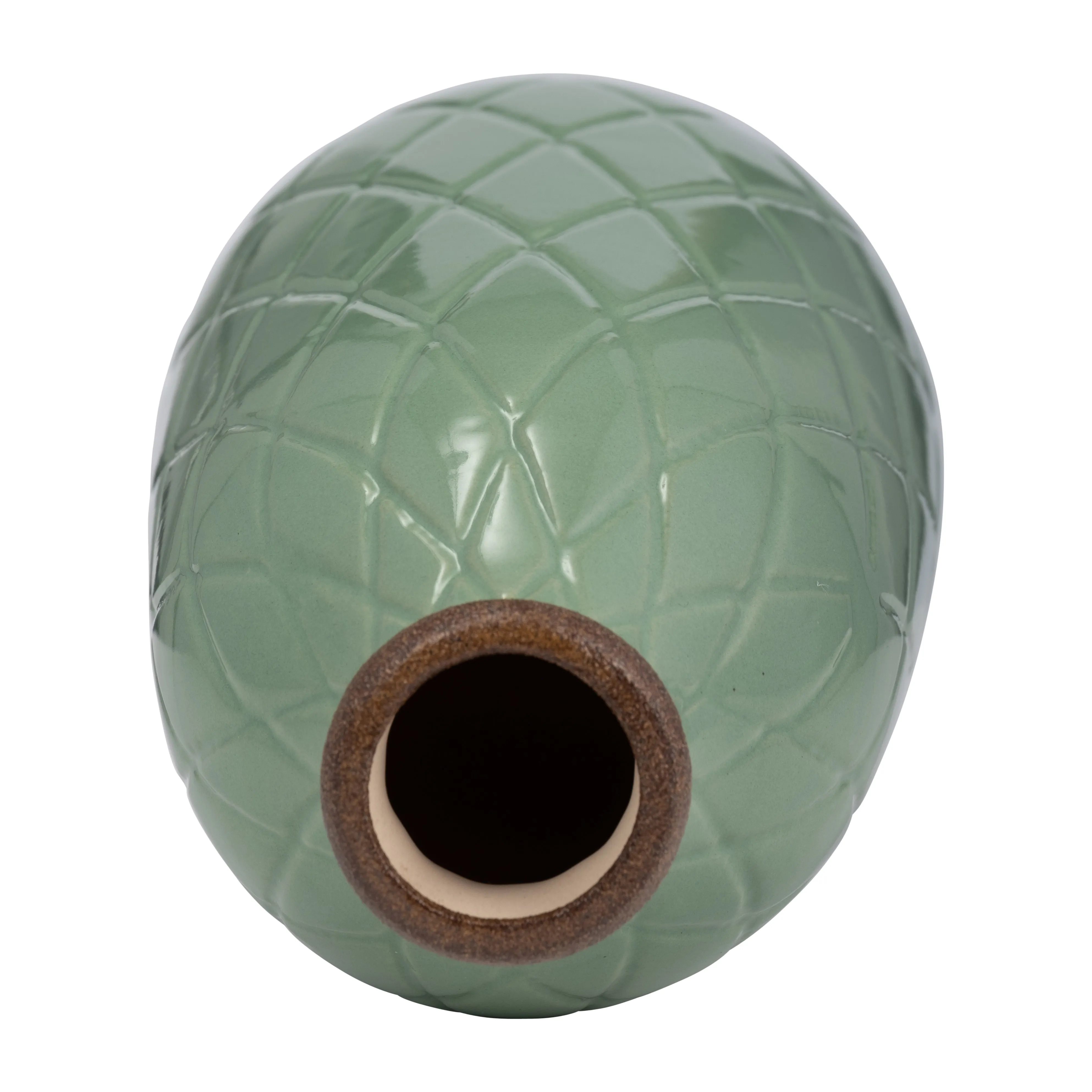 CER, 9" PLAID TEXTURED VASE, DARK SAGE
