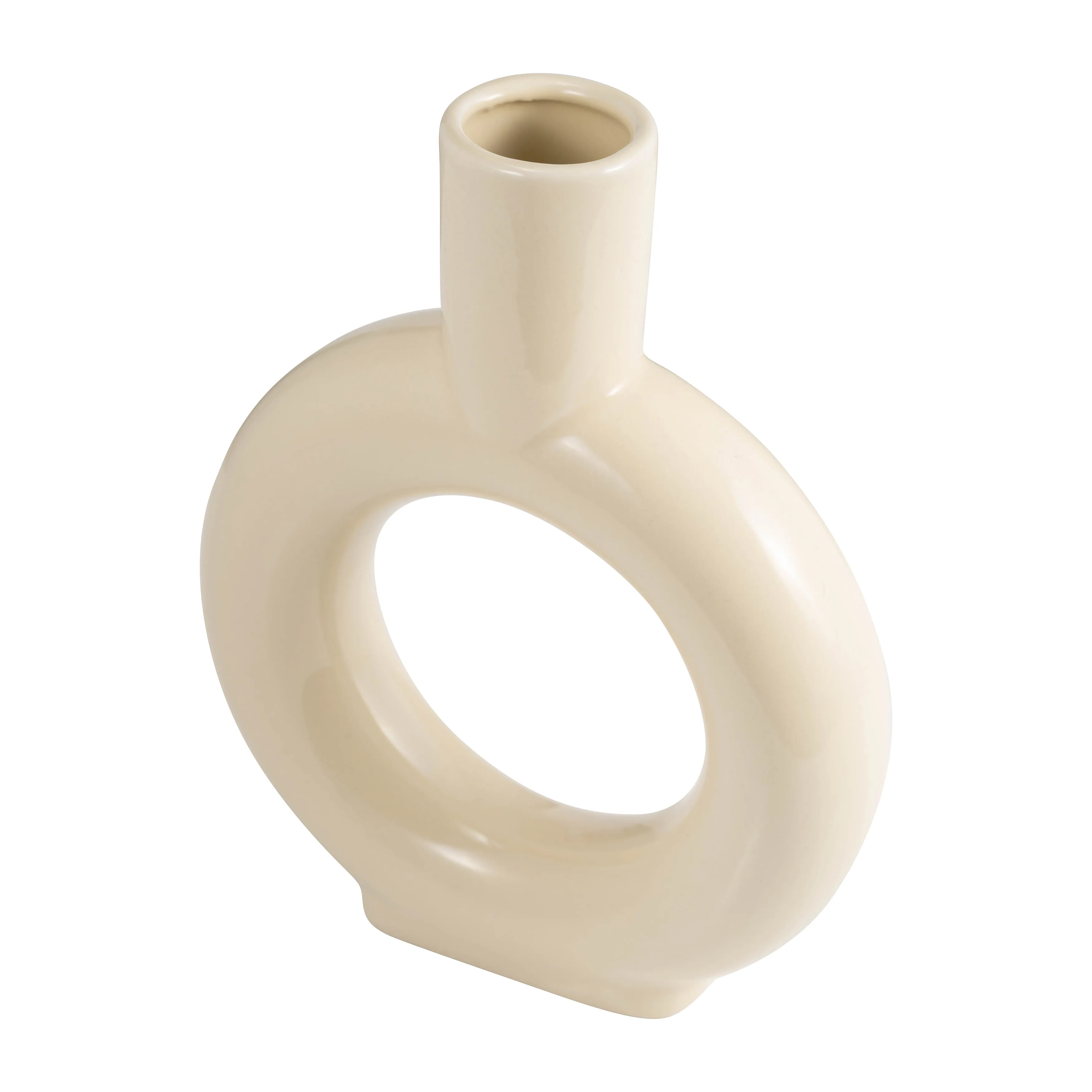 CER, 9" ROUND CUT-OUT VASE, COTTON